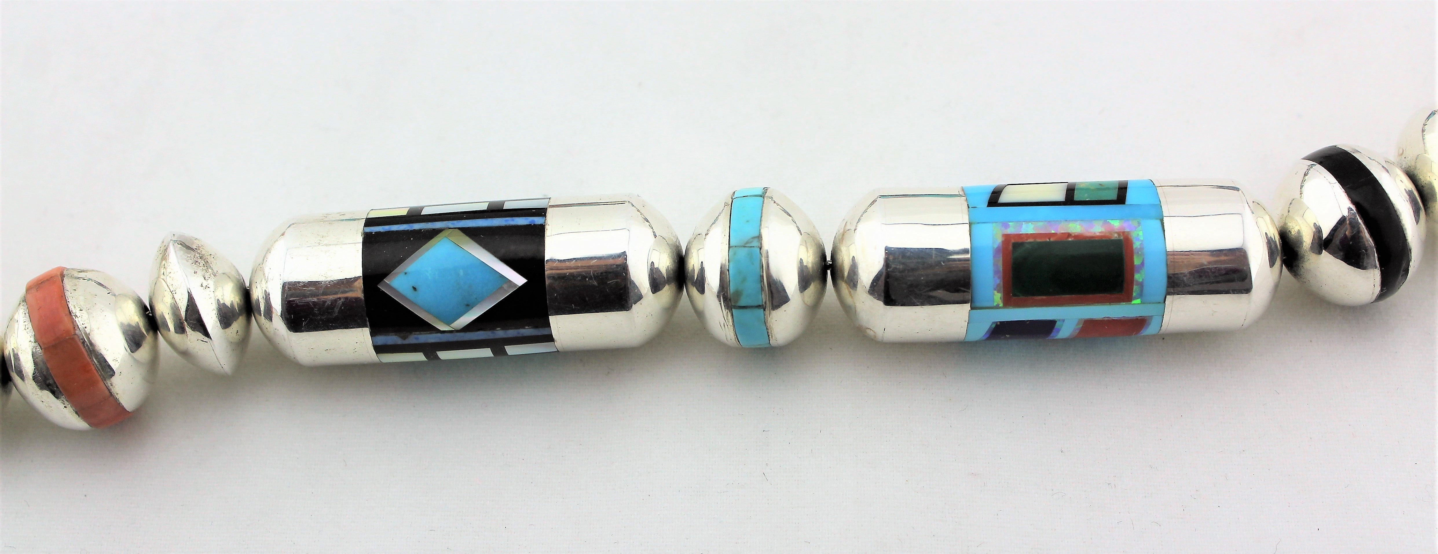 Award Winning Navajo Micro Inlay Multi Stone Necklace