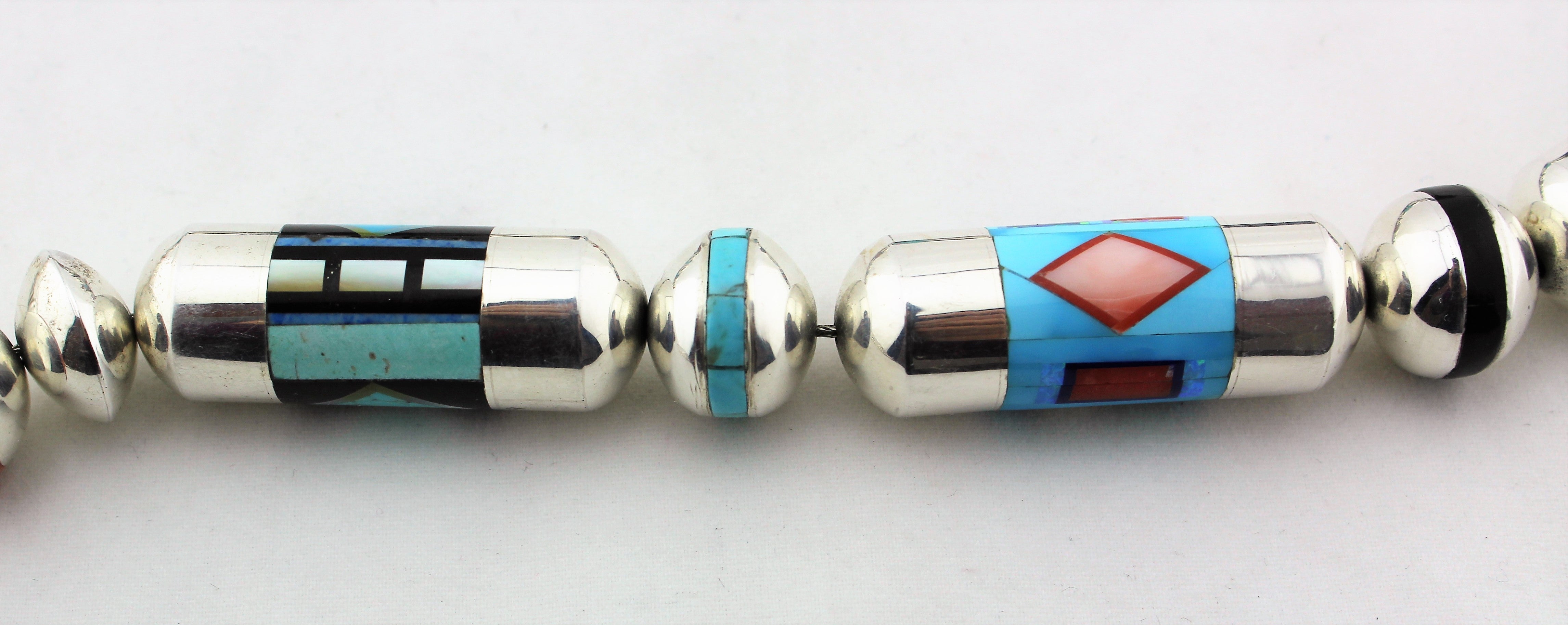 Award Winning Navajo Micro Inlay Multi Stone Necklace
