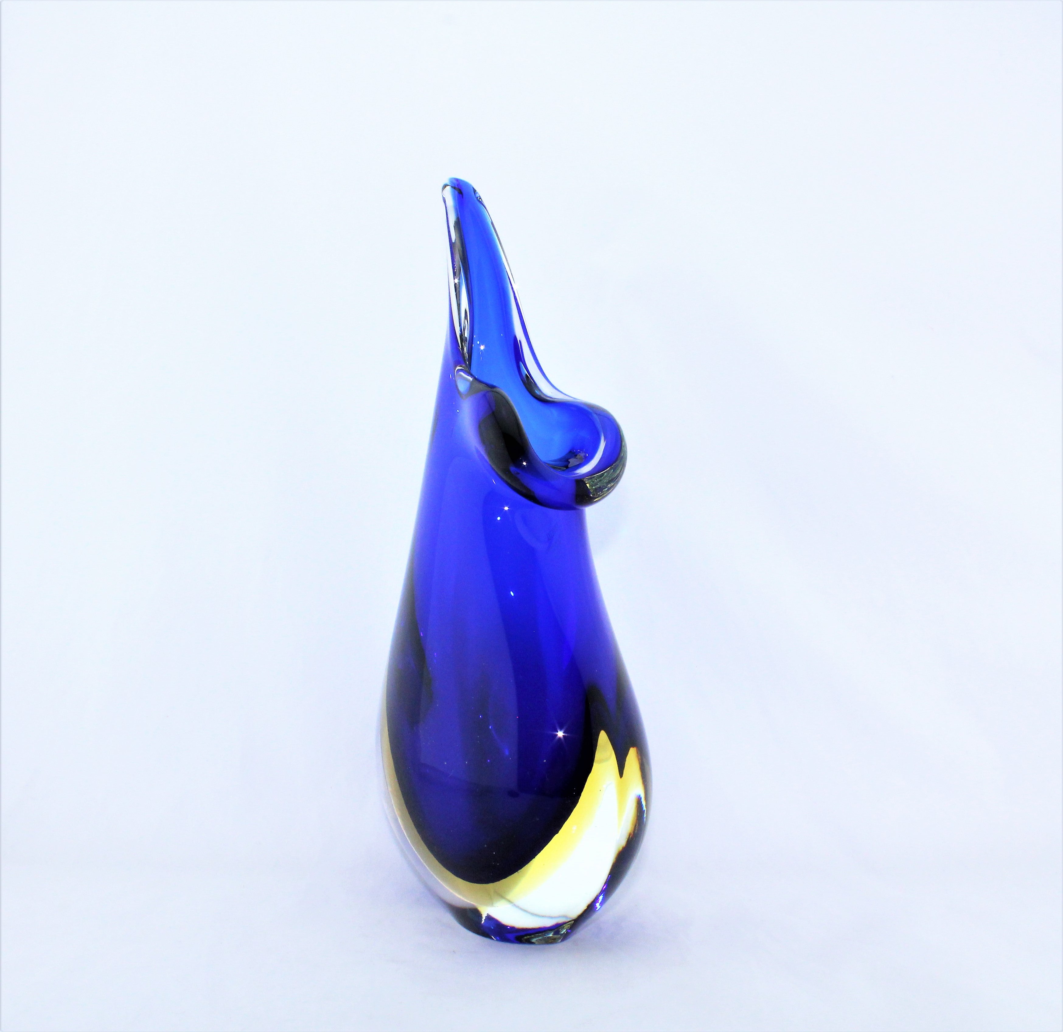 Sommerso Cobalt Blue Murano Art Glass Vase