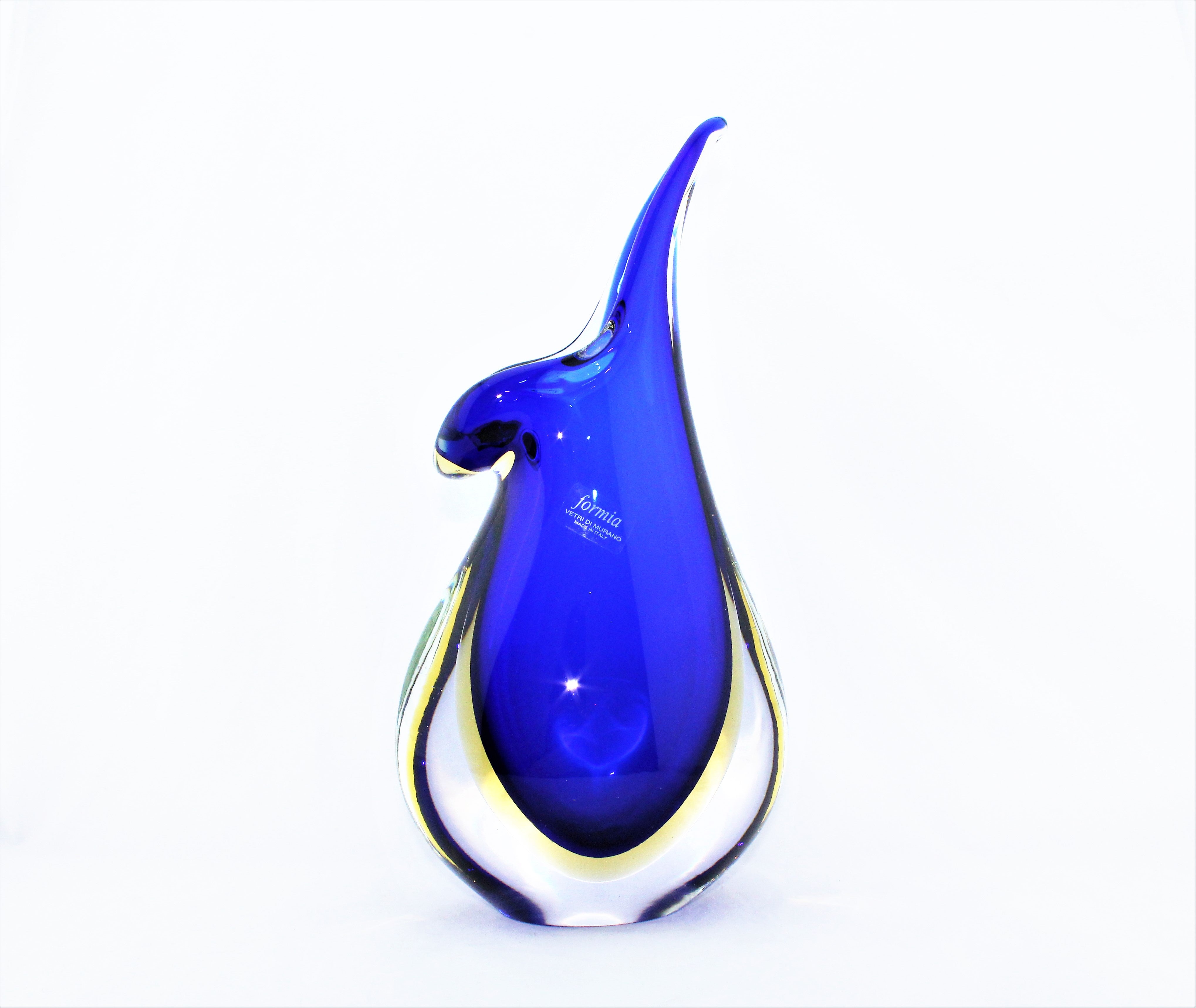 Sommerso Cobalt Blue Murano Art Glass Vase