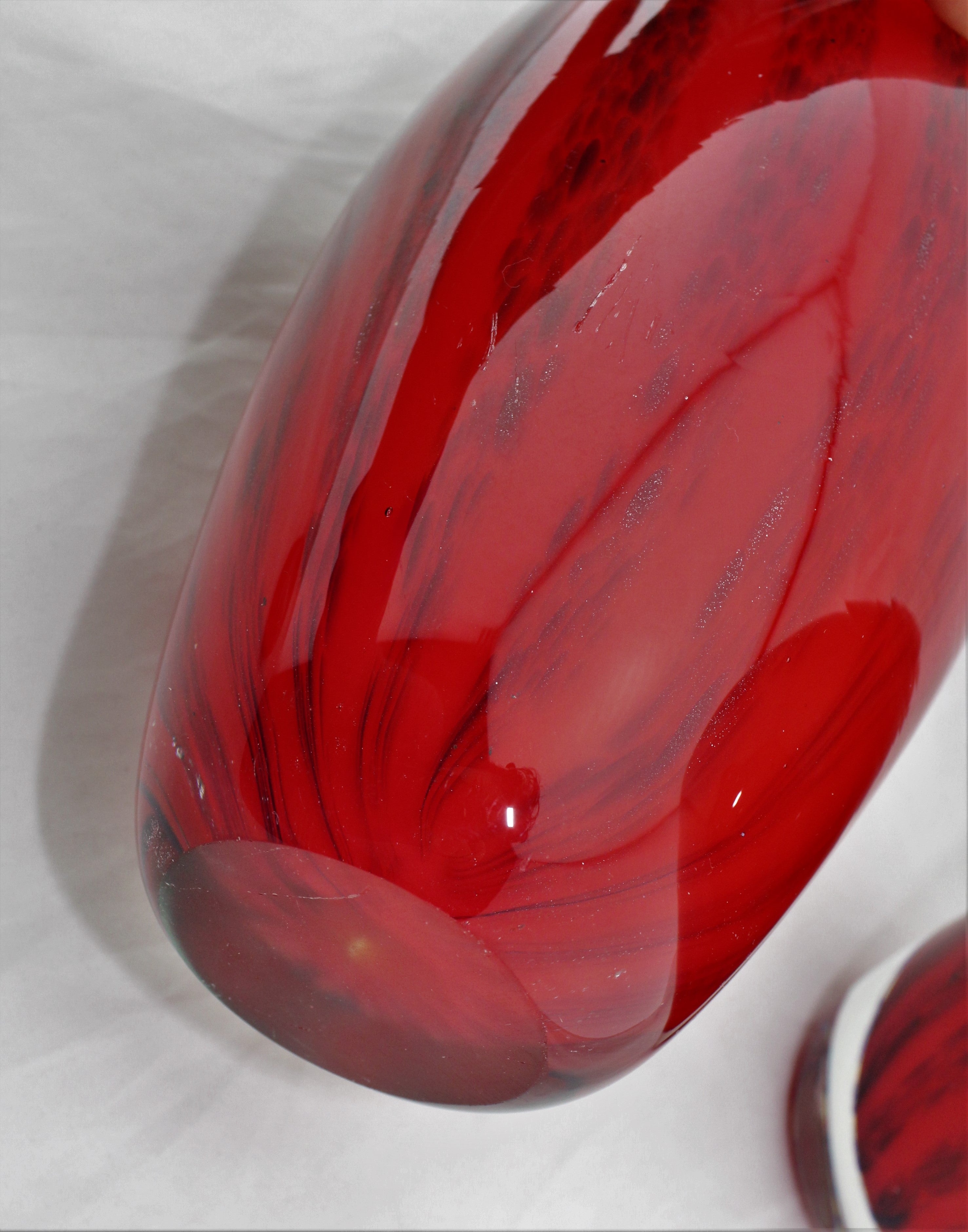 Vintage Murano Red Art Glass Vase Pair