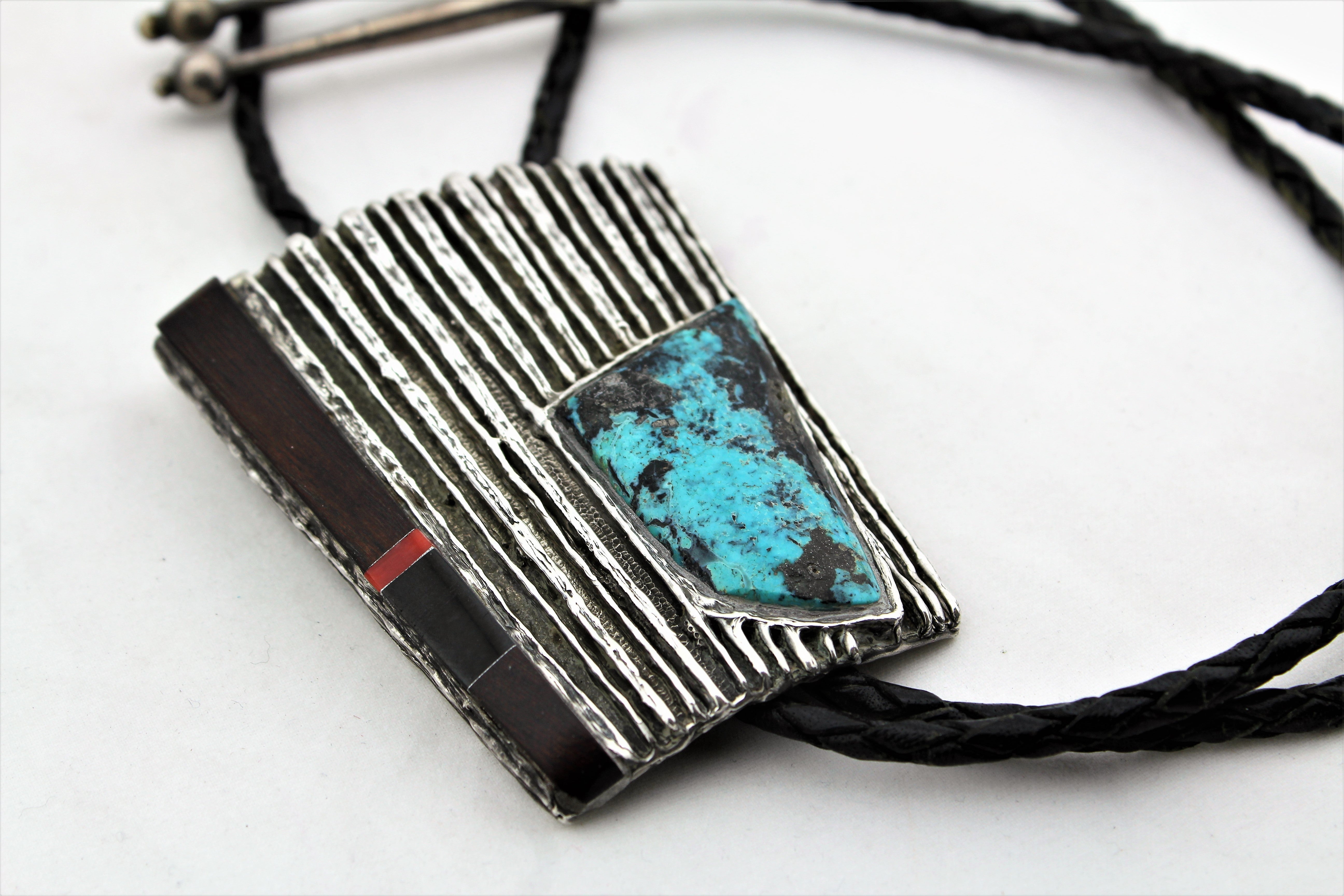 Navajo Cast-work Sterling Silver Bolo Tie
