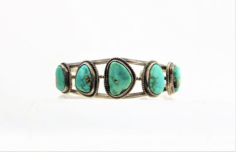 Vintage Native American Sterling Silver Turquoise Bracelet