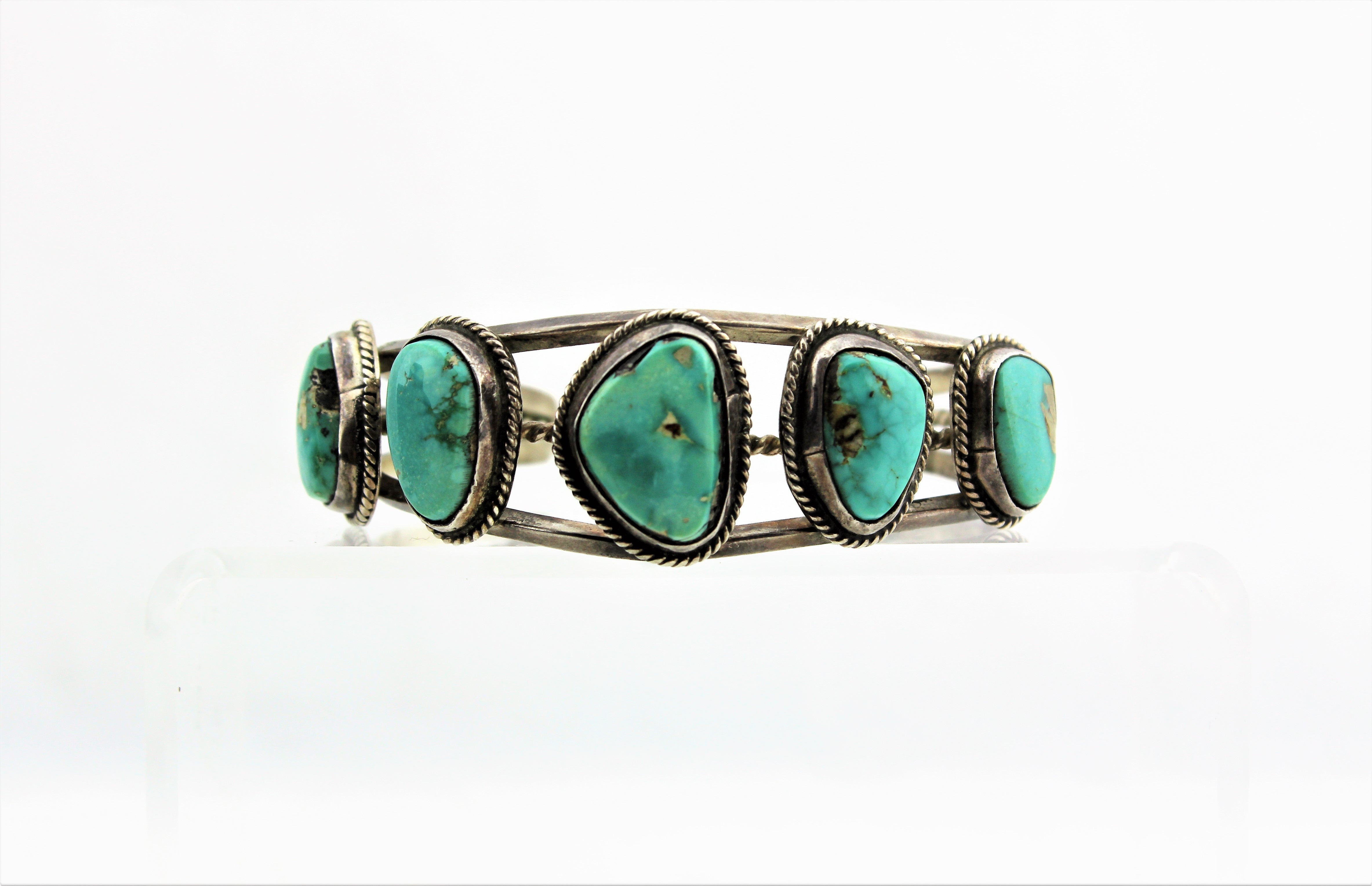 Vintage Native American Sterling Silver Turquoise Bracelet