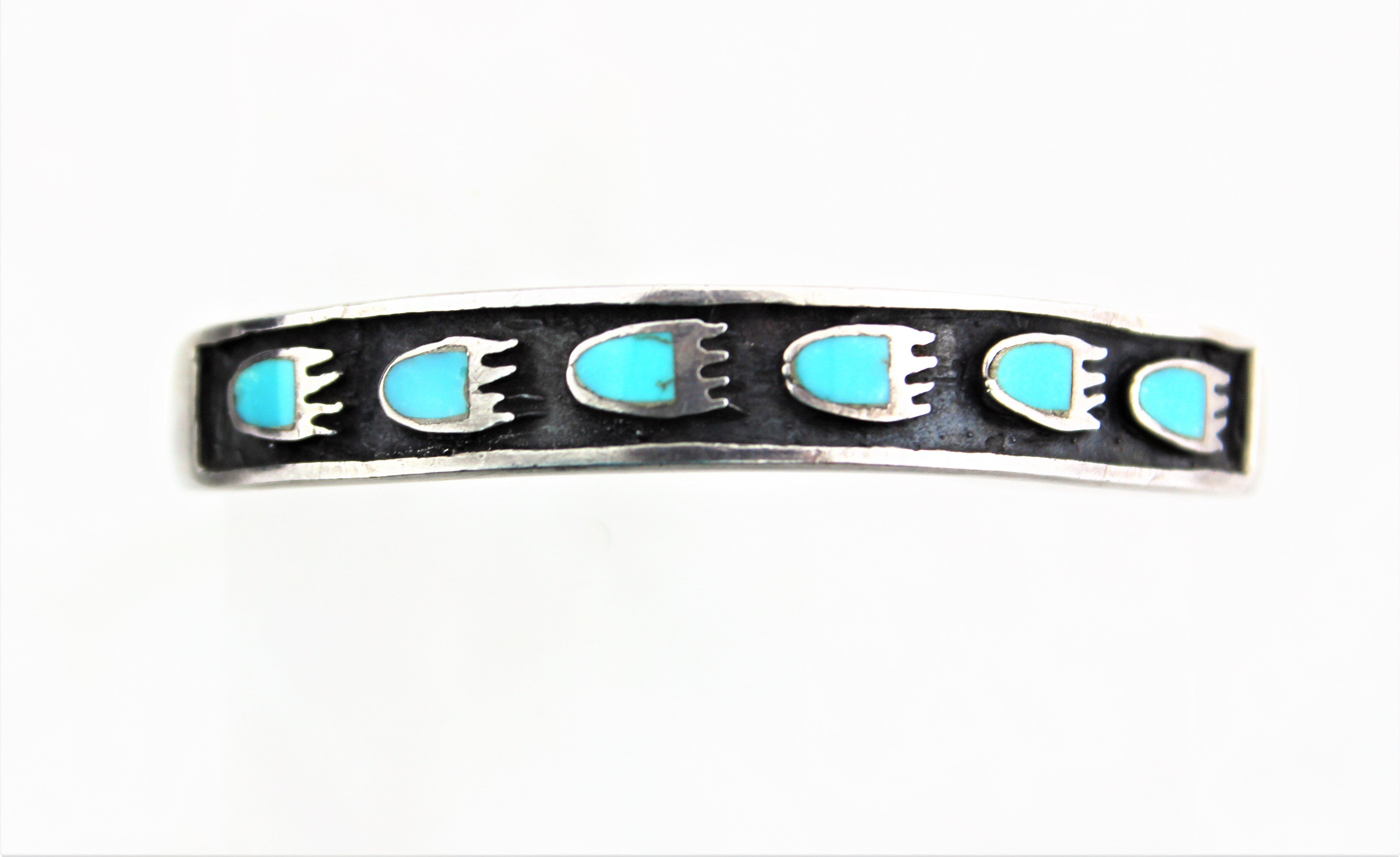 Vintage Native American Sterling Silver Bear Paw Bracelet