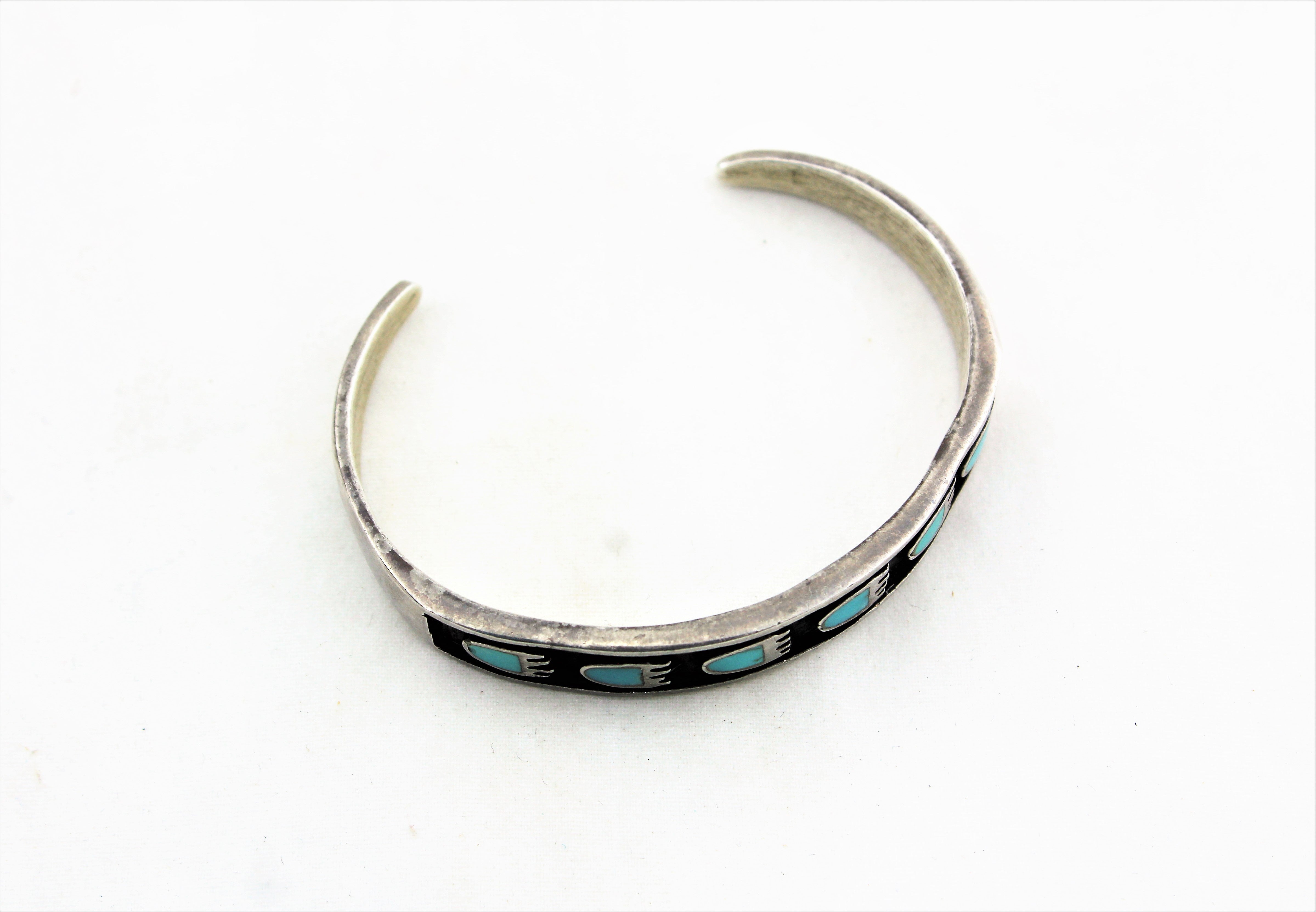 Vintage Native American Sterling Silver Bear Paw Bracelet
