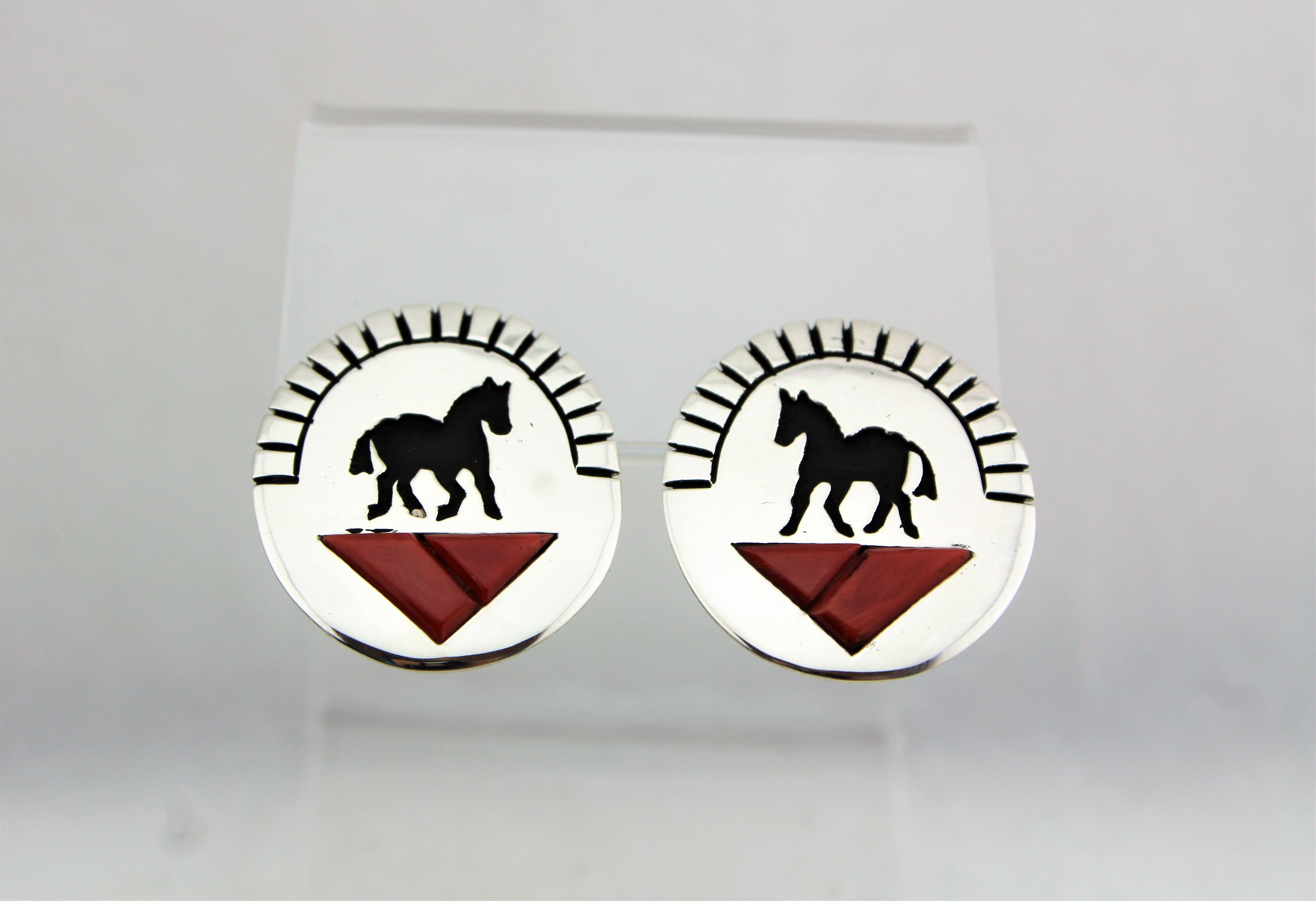 Sterling Silver Horse Overlay Earrings