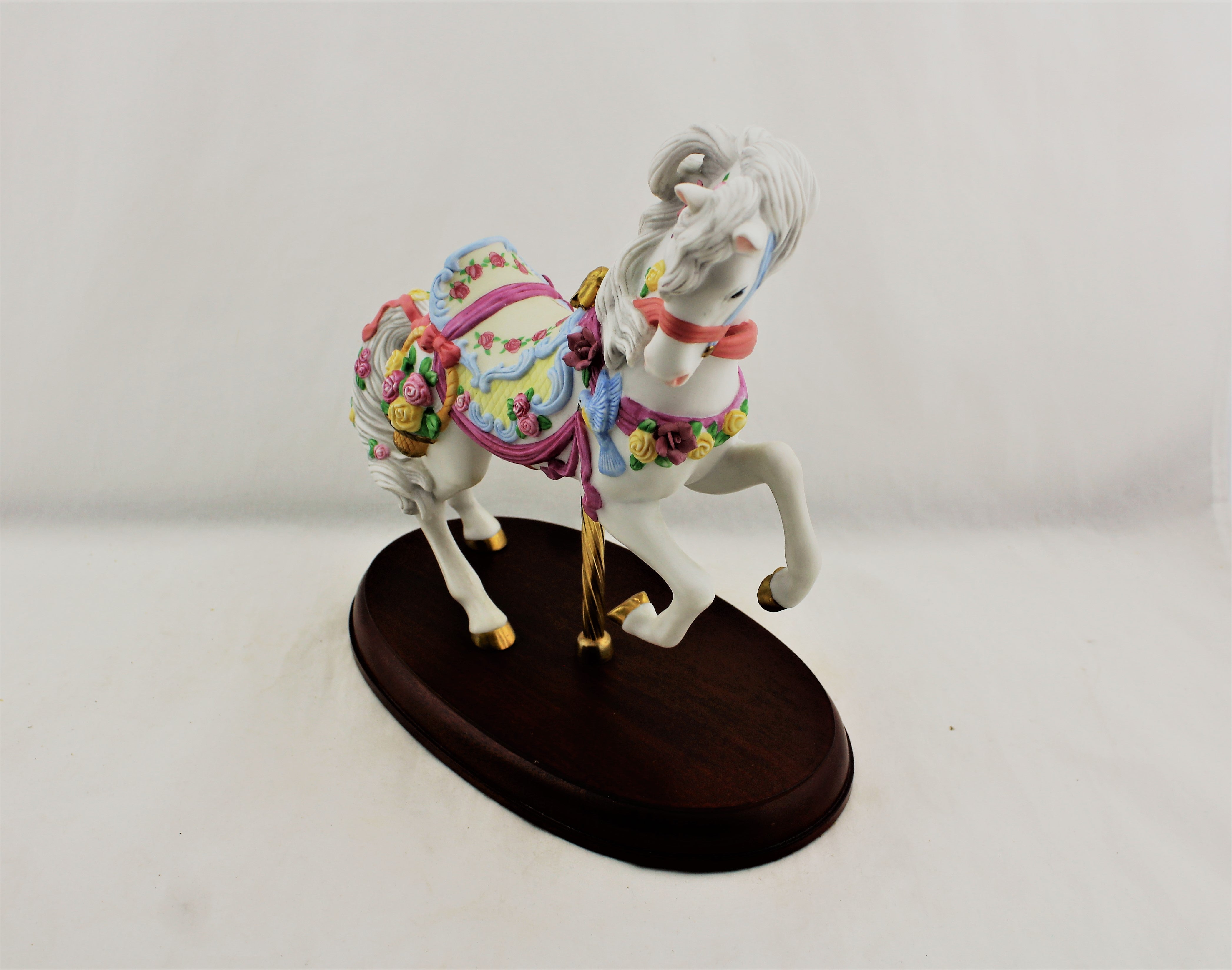 Lenox Bisque Porcelain Rose Basket Carousel Horse