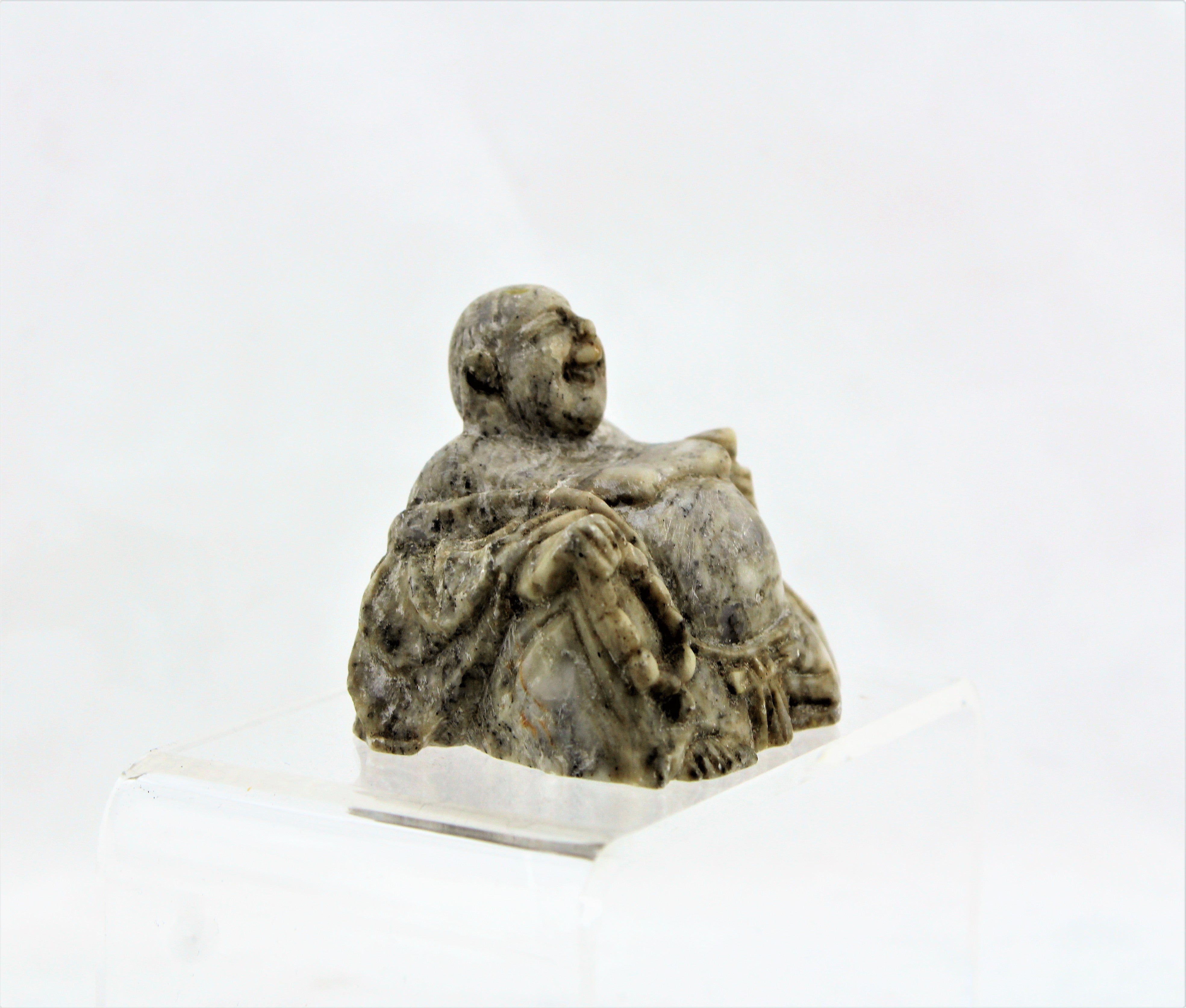 Carved Soapstone Smiling Buddha Figure