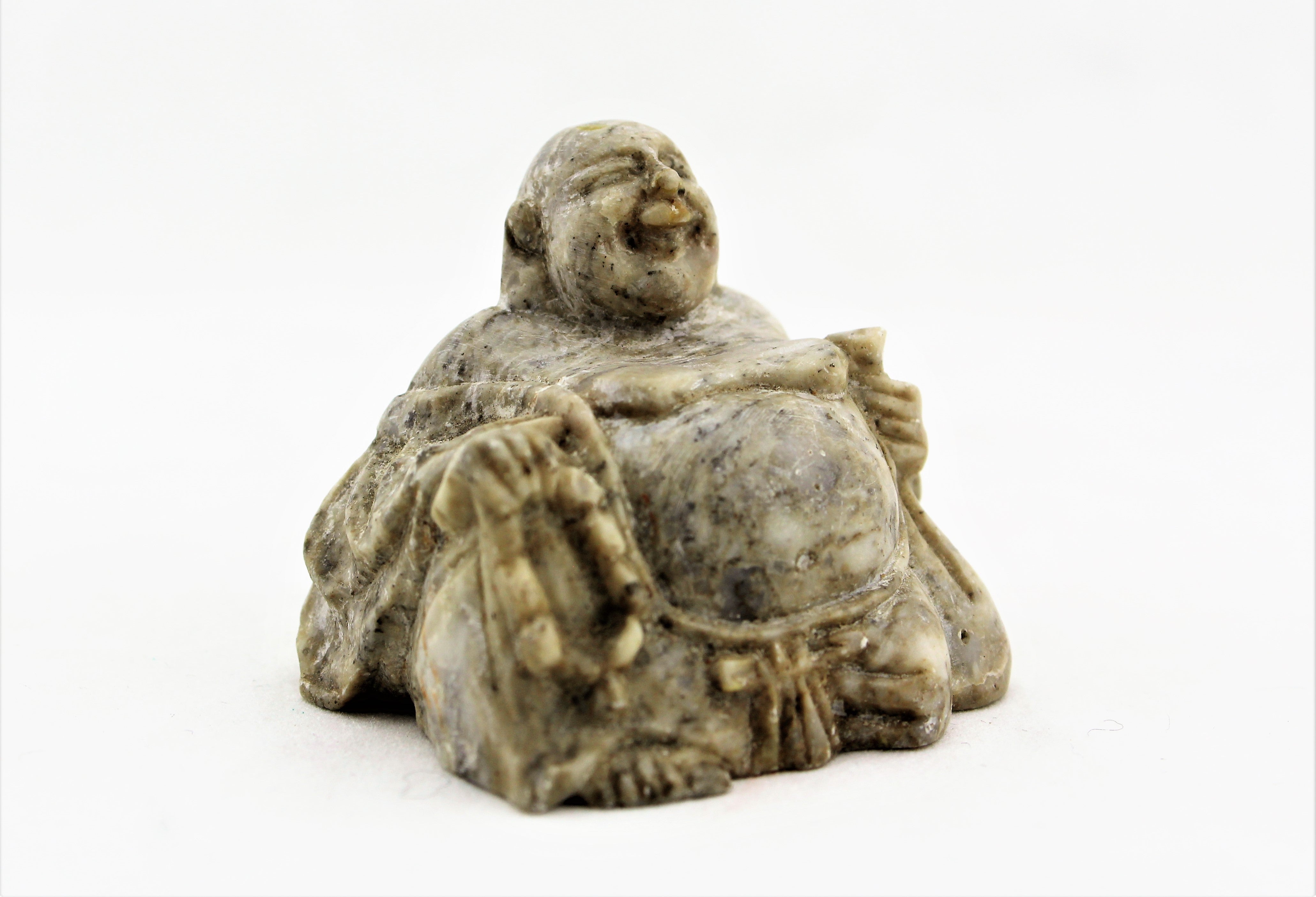 Carved Soapstone Smiling Buddha Figure