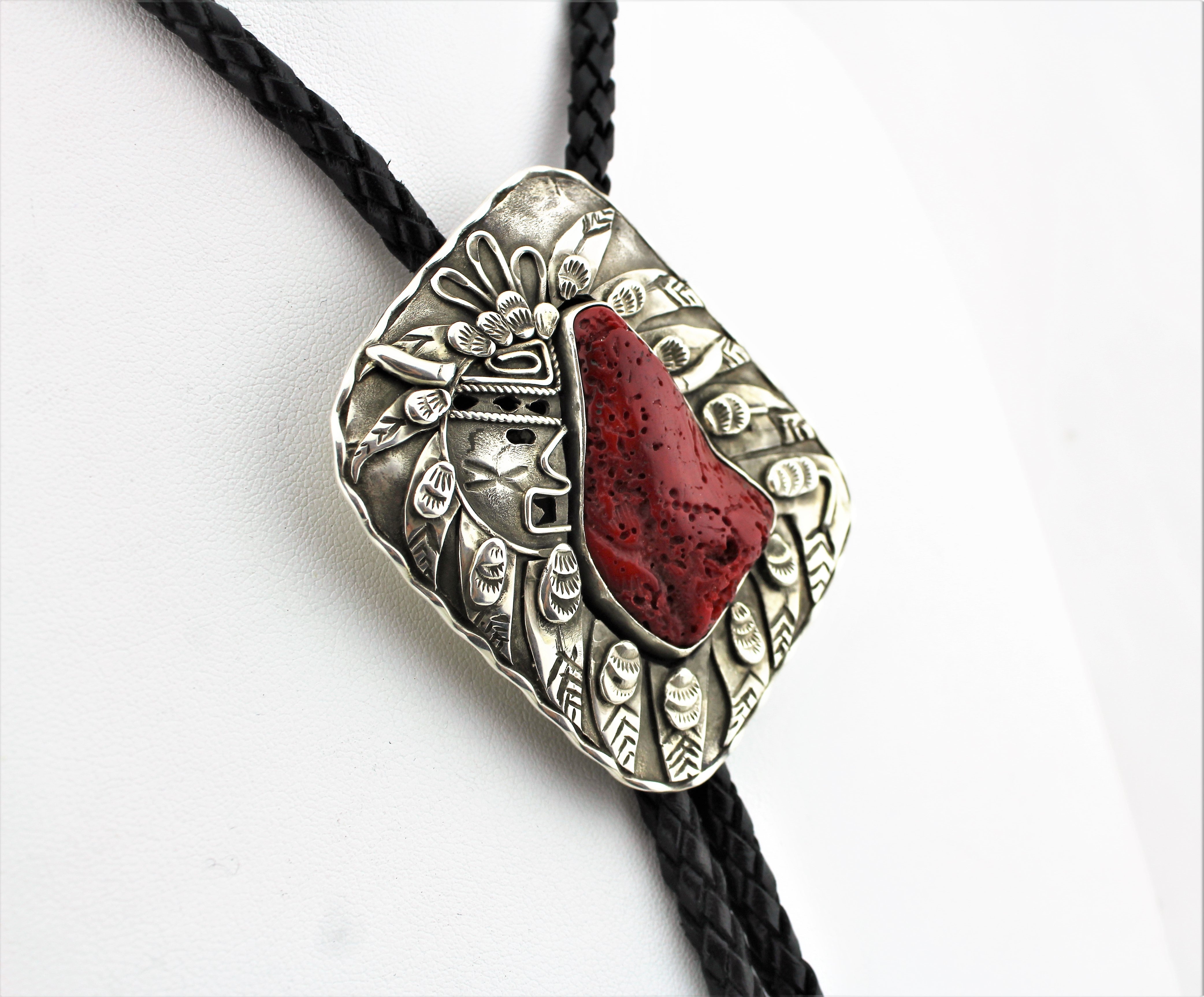 Sam Edsitty Coral Bolo Tie