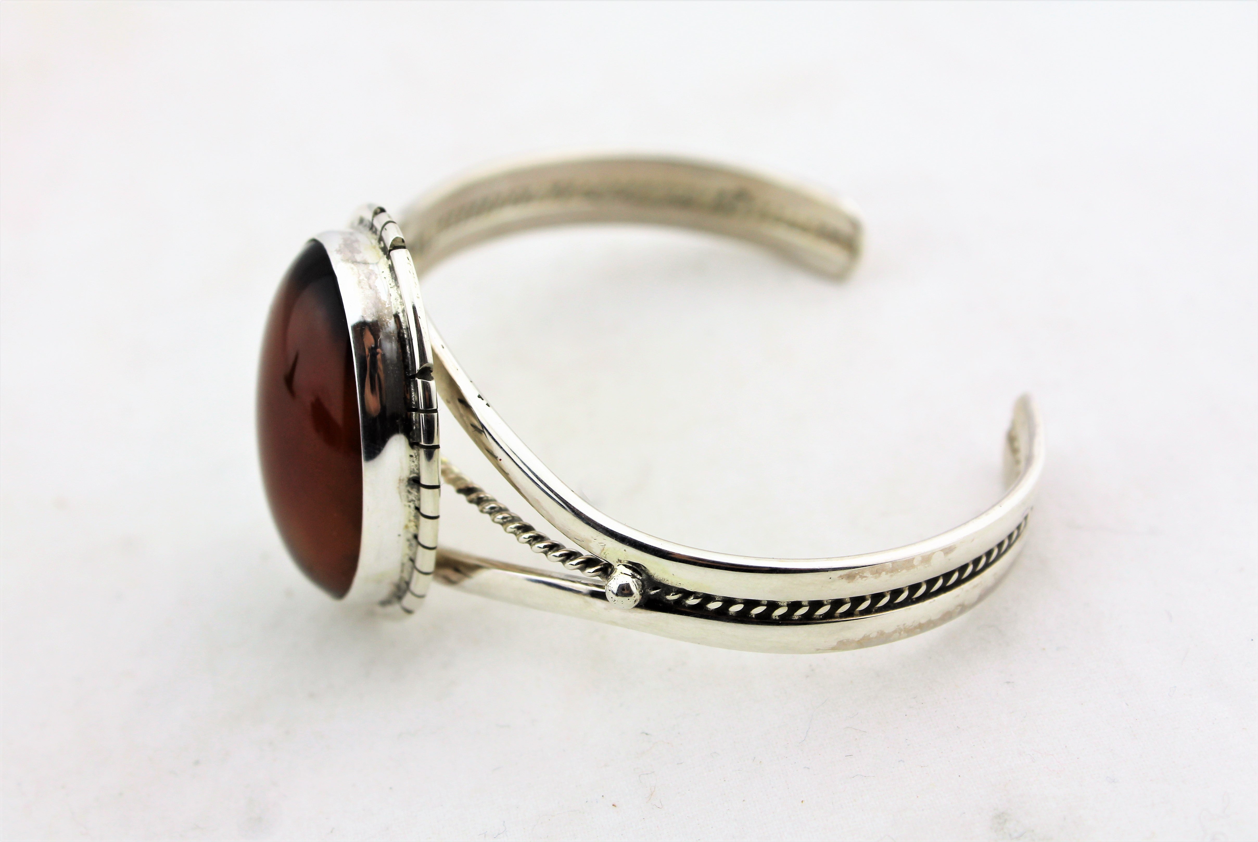 Native American Sterling Silver Carnelian Bracelet