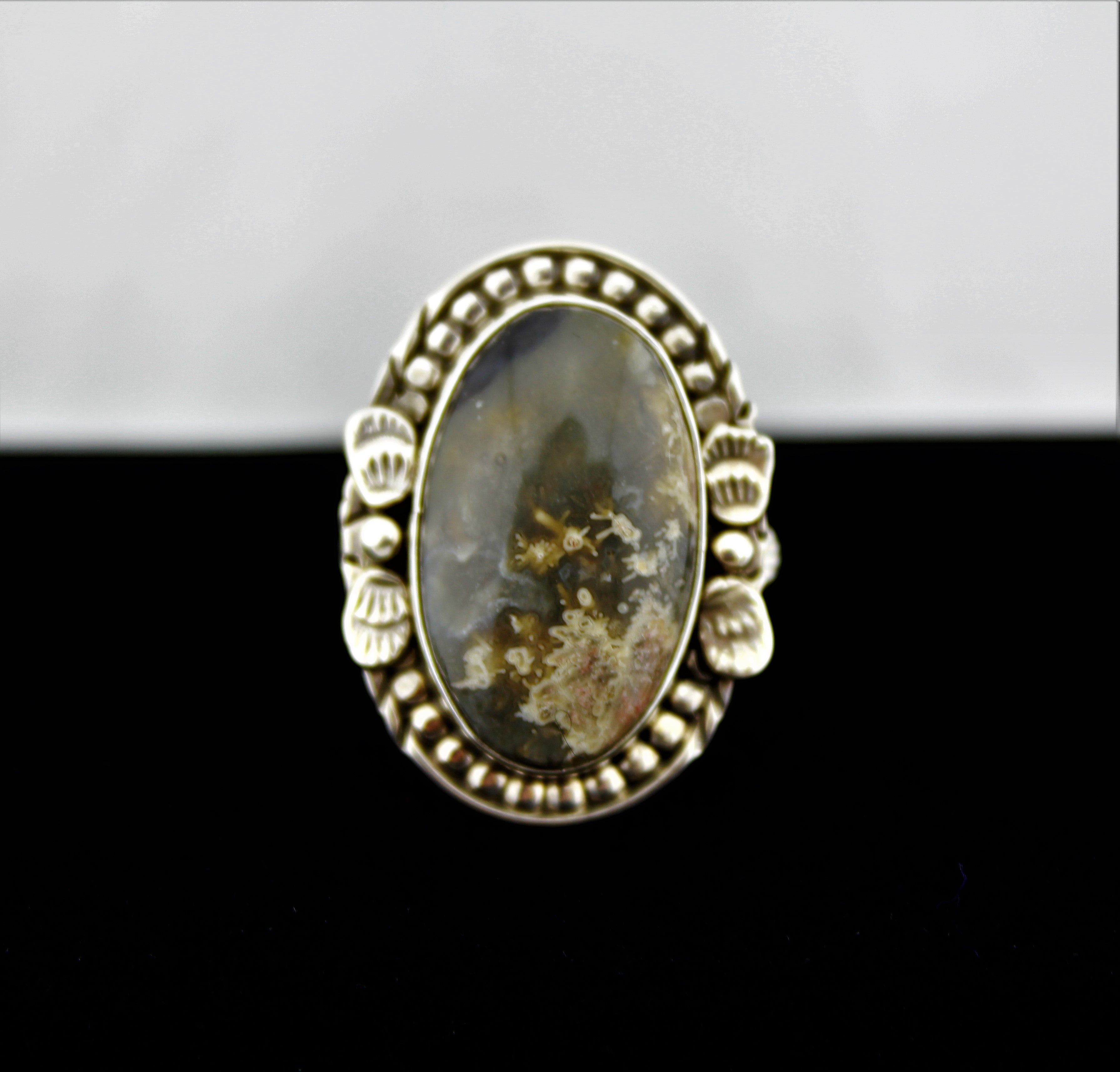 Native American Sterling Silver Lace Agate Ring