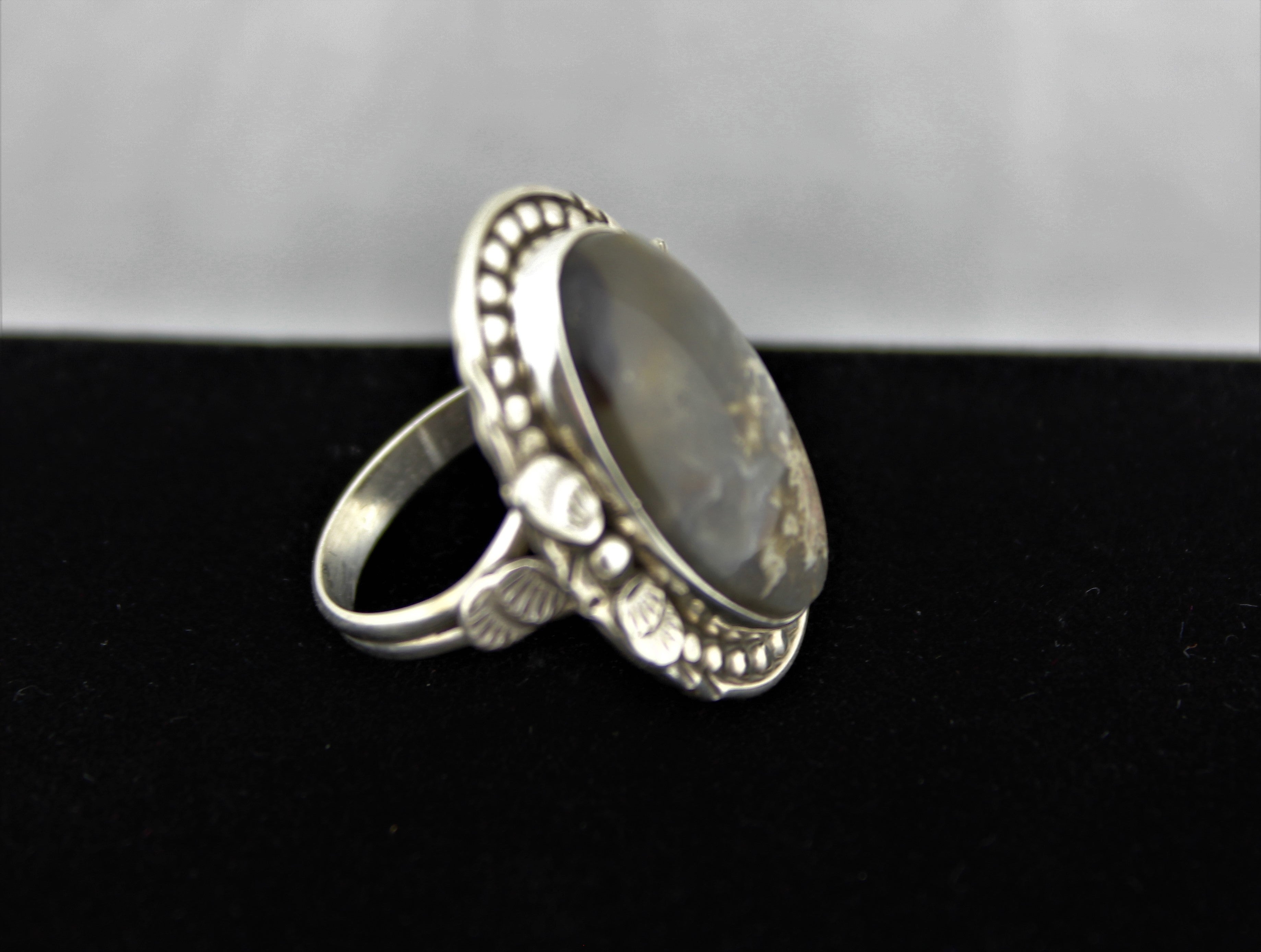 Native American Sterling Silver Lace Agate Ring