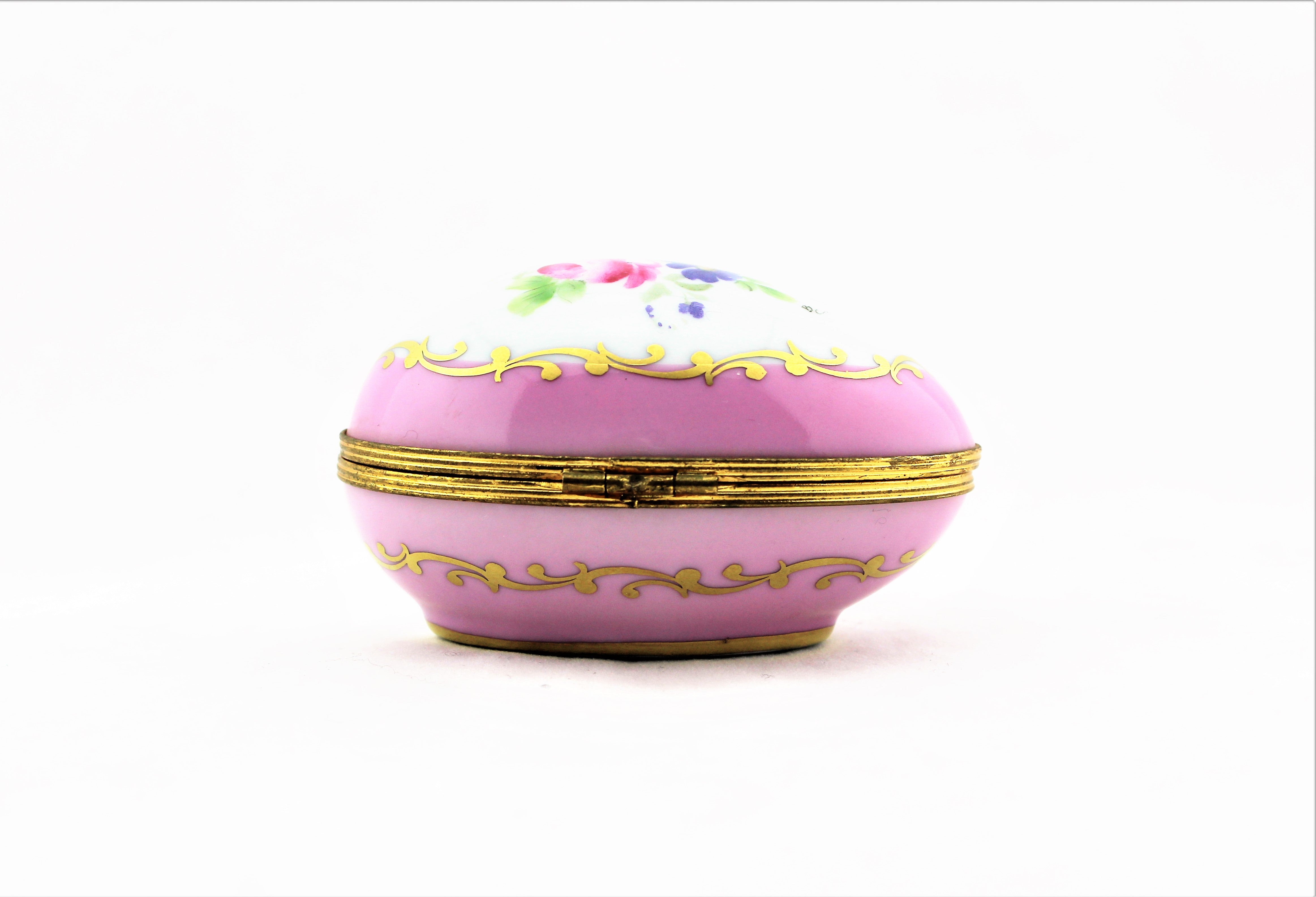 Limoges Pink Floral Trinket Box
