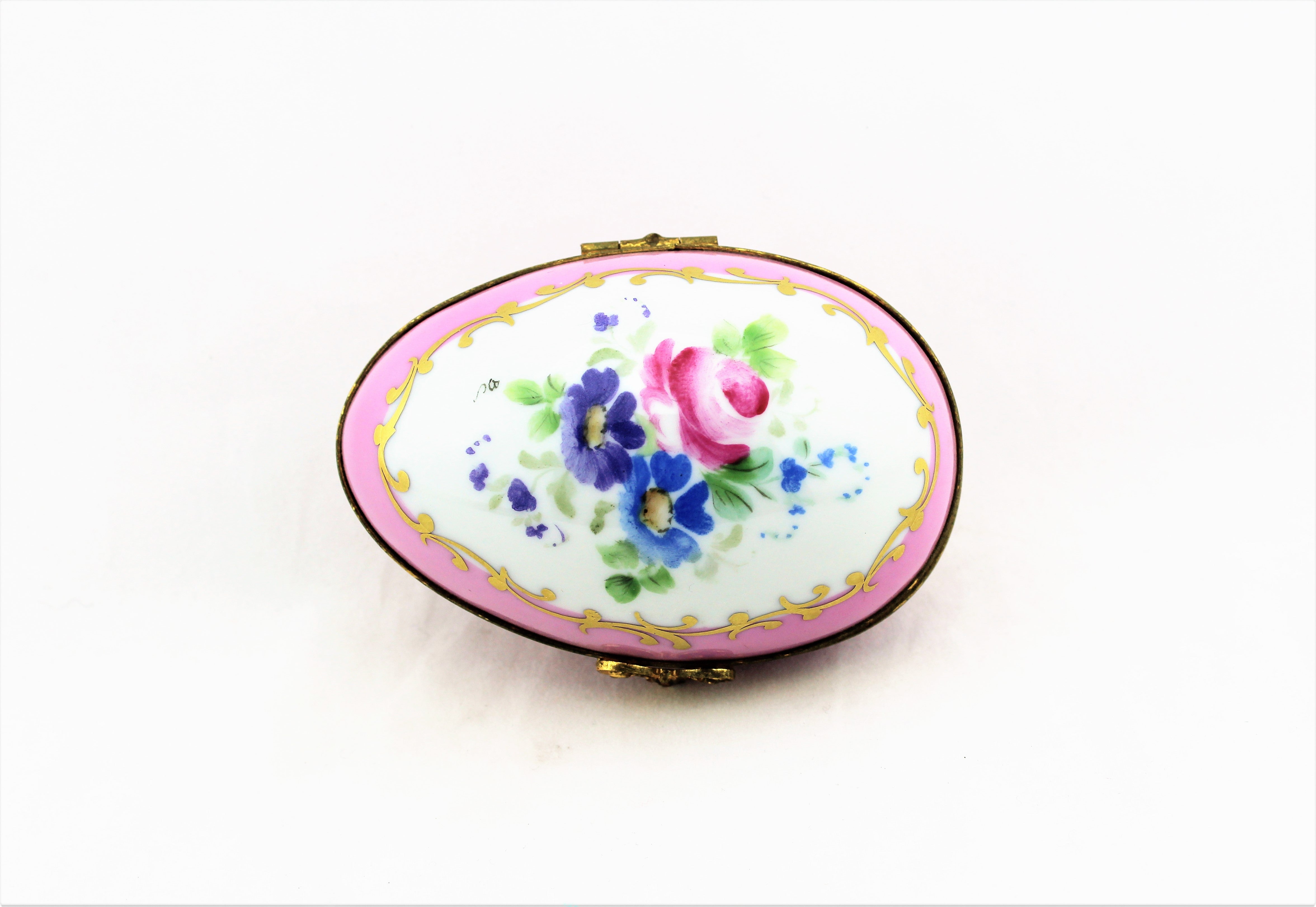 Limoges Pink Floral Trinket Box