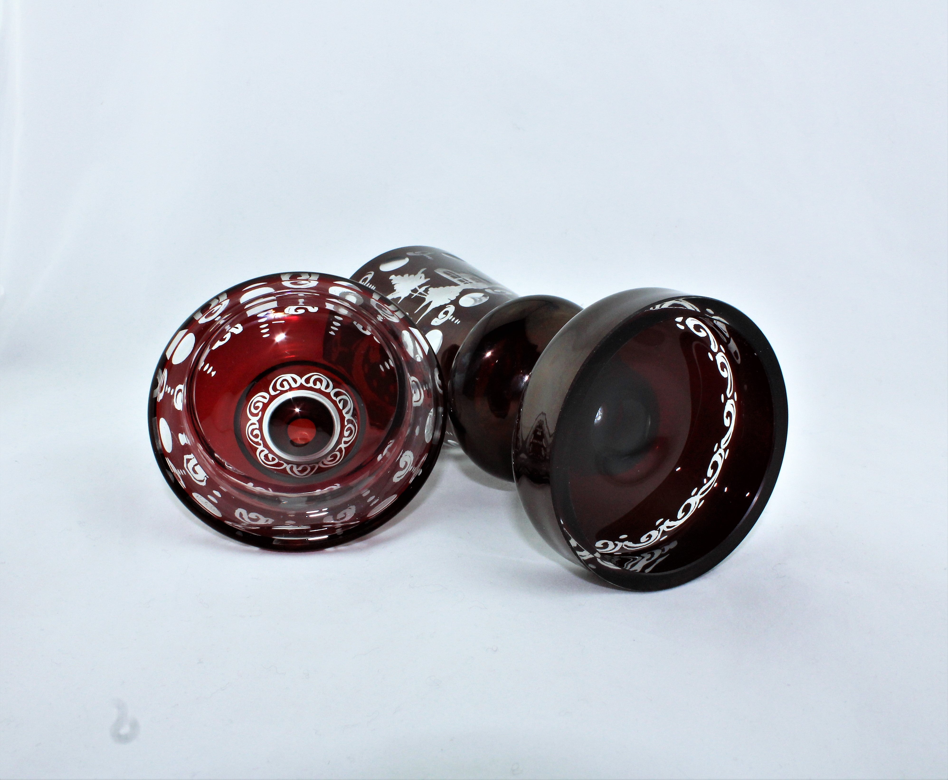 Antique Bohemian Ruby Glass Lidded Urn