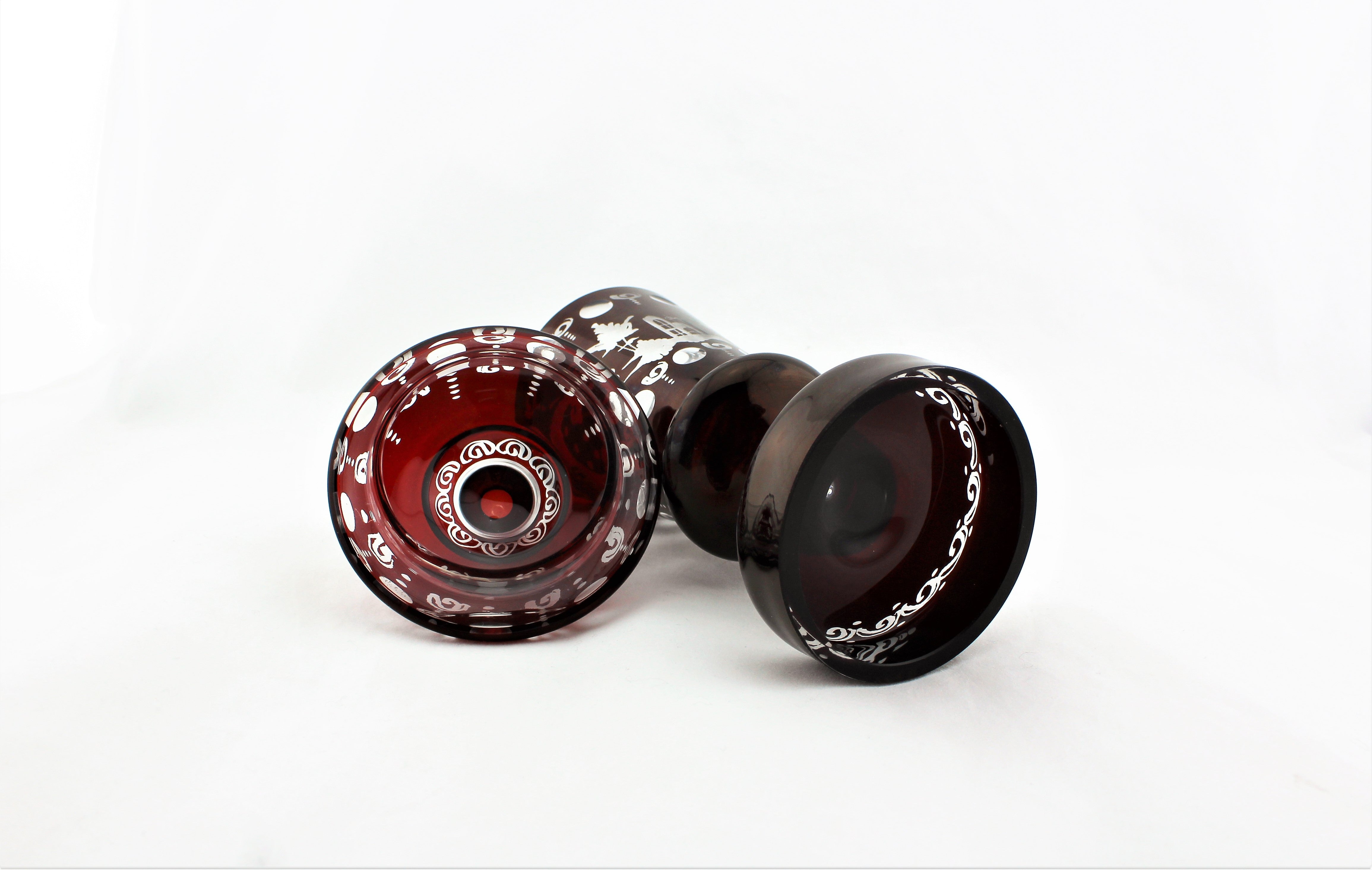 Antique Bohemian Ruby Glass Lidded Urn