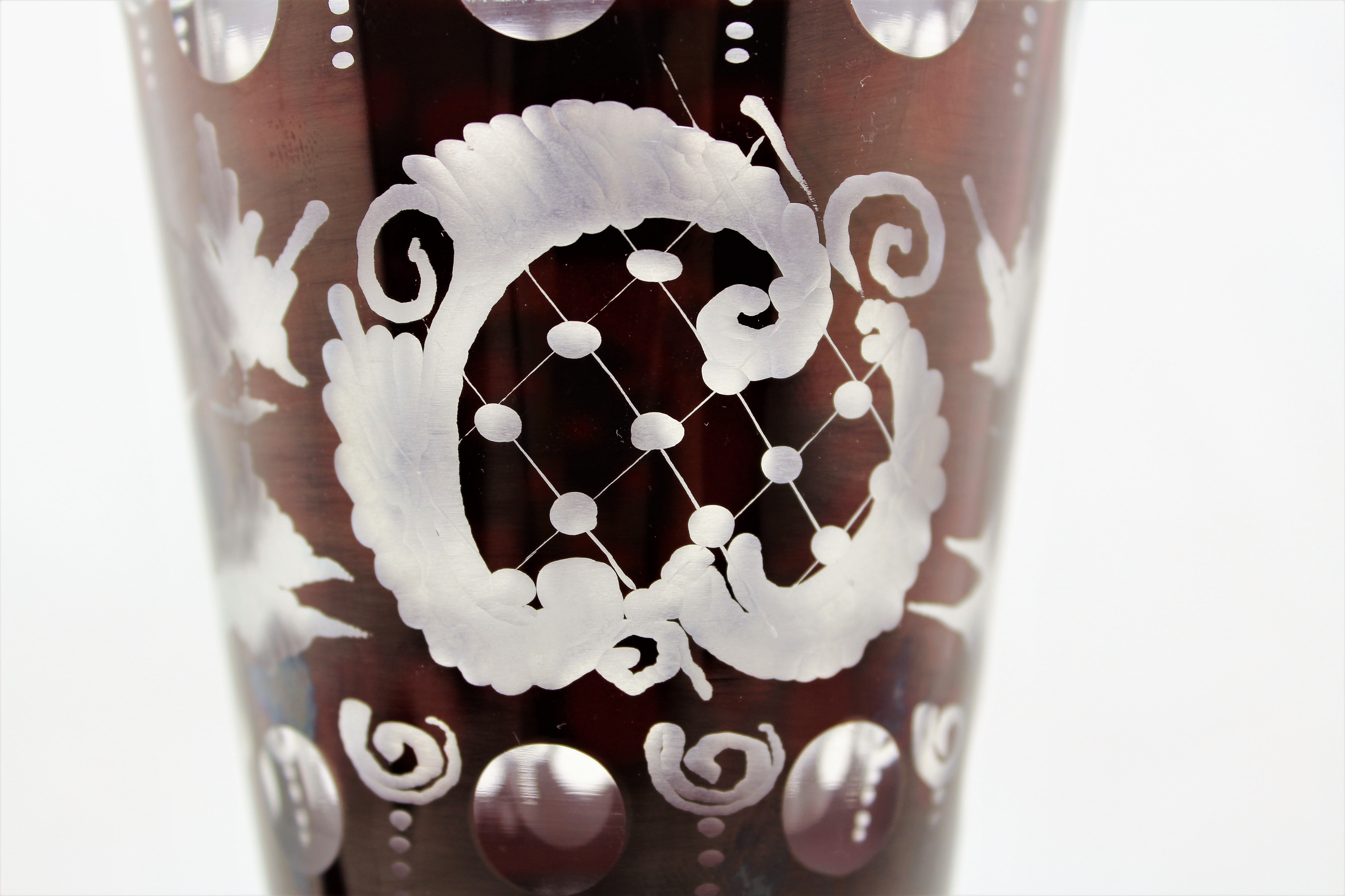Antique Bohemian Ruby Glass Lidded Urn