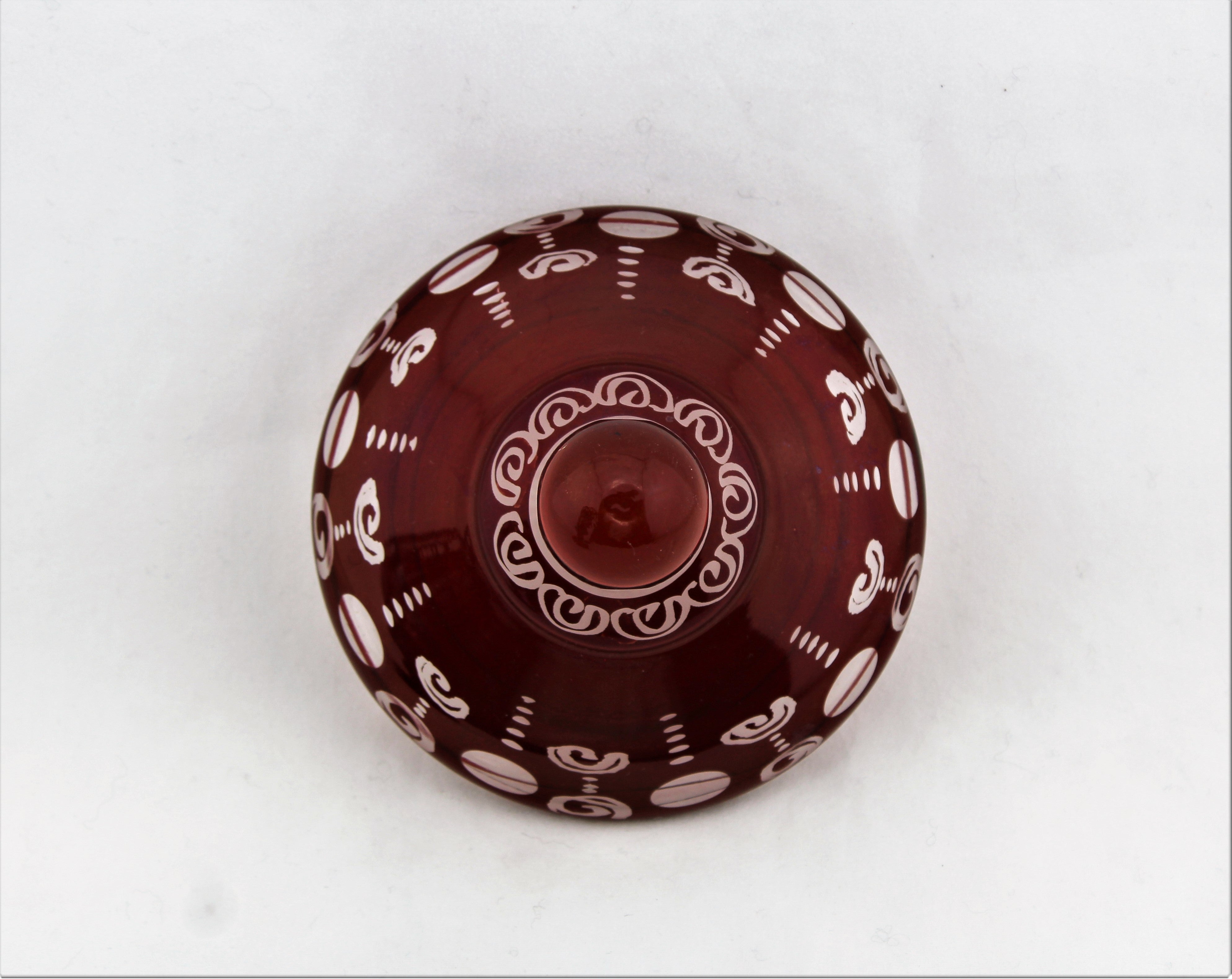 Antique Bohemian Ruby Glass Lidded Urn
