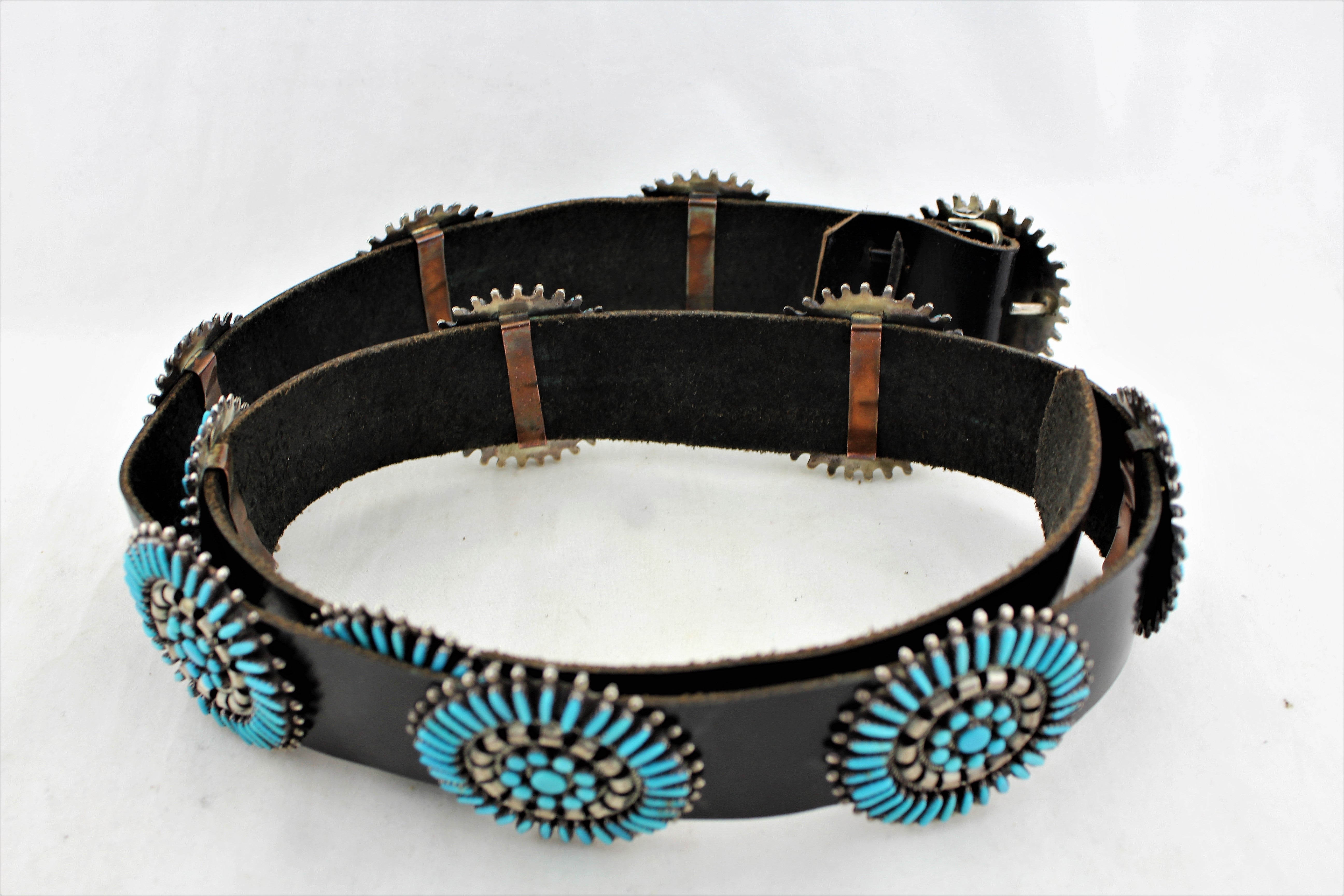 Zuni Needlepoint and Petit Point Concho Belt