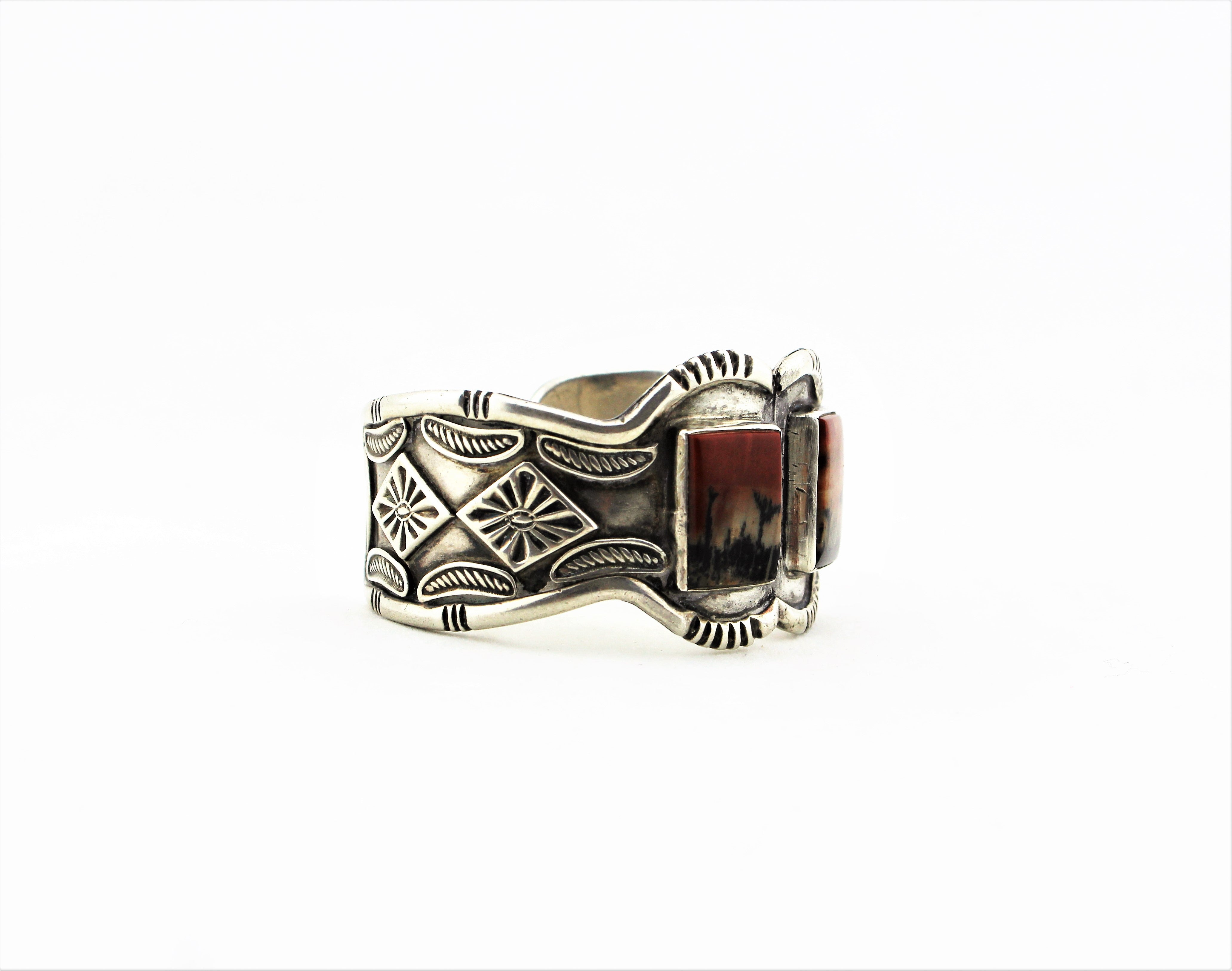 Sterling Silver and Petrified Wood Cuff