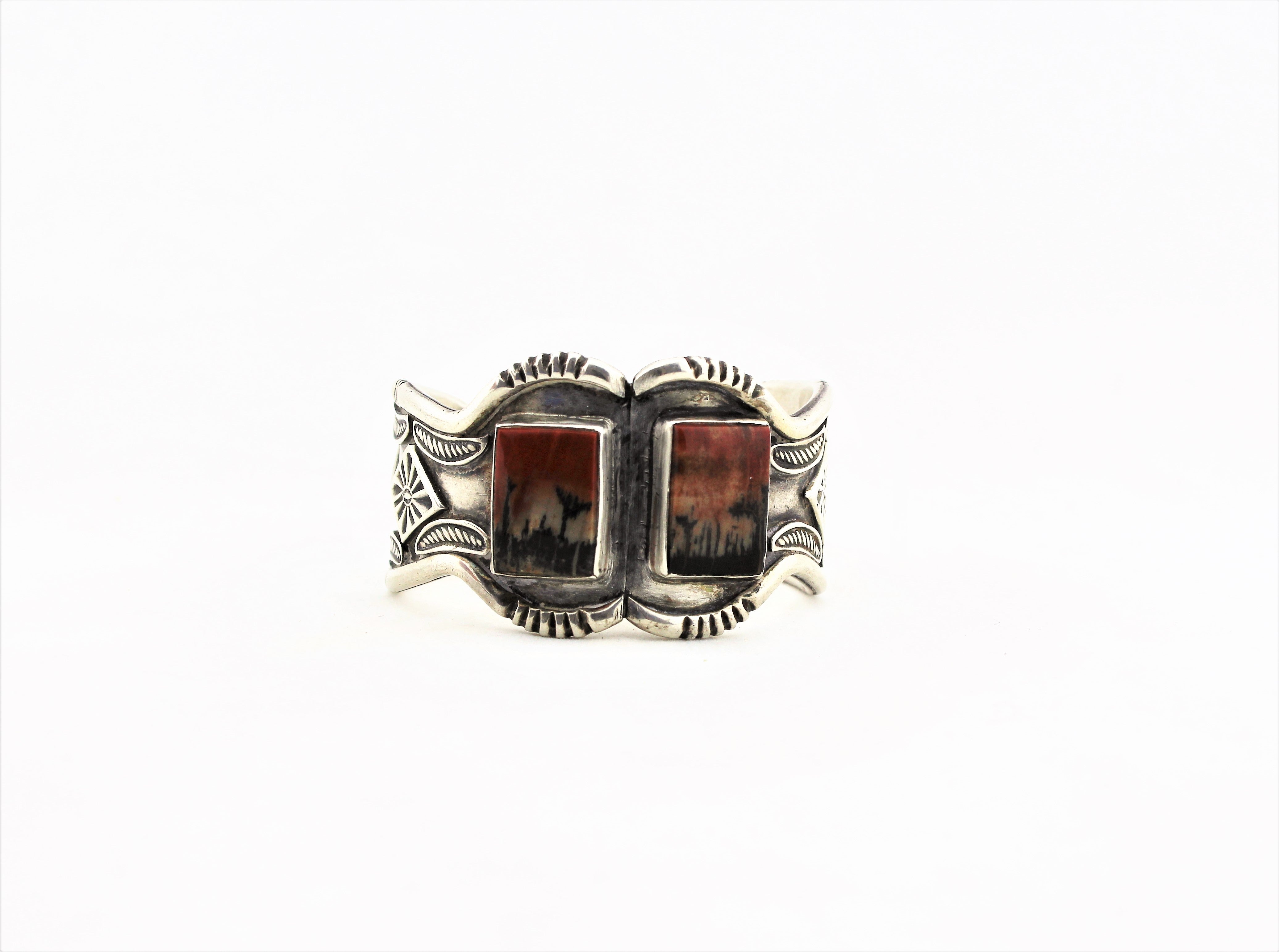 Sterling Silver and Petrified Wood Cuff