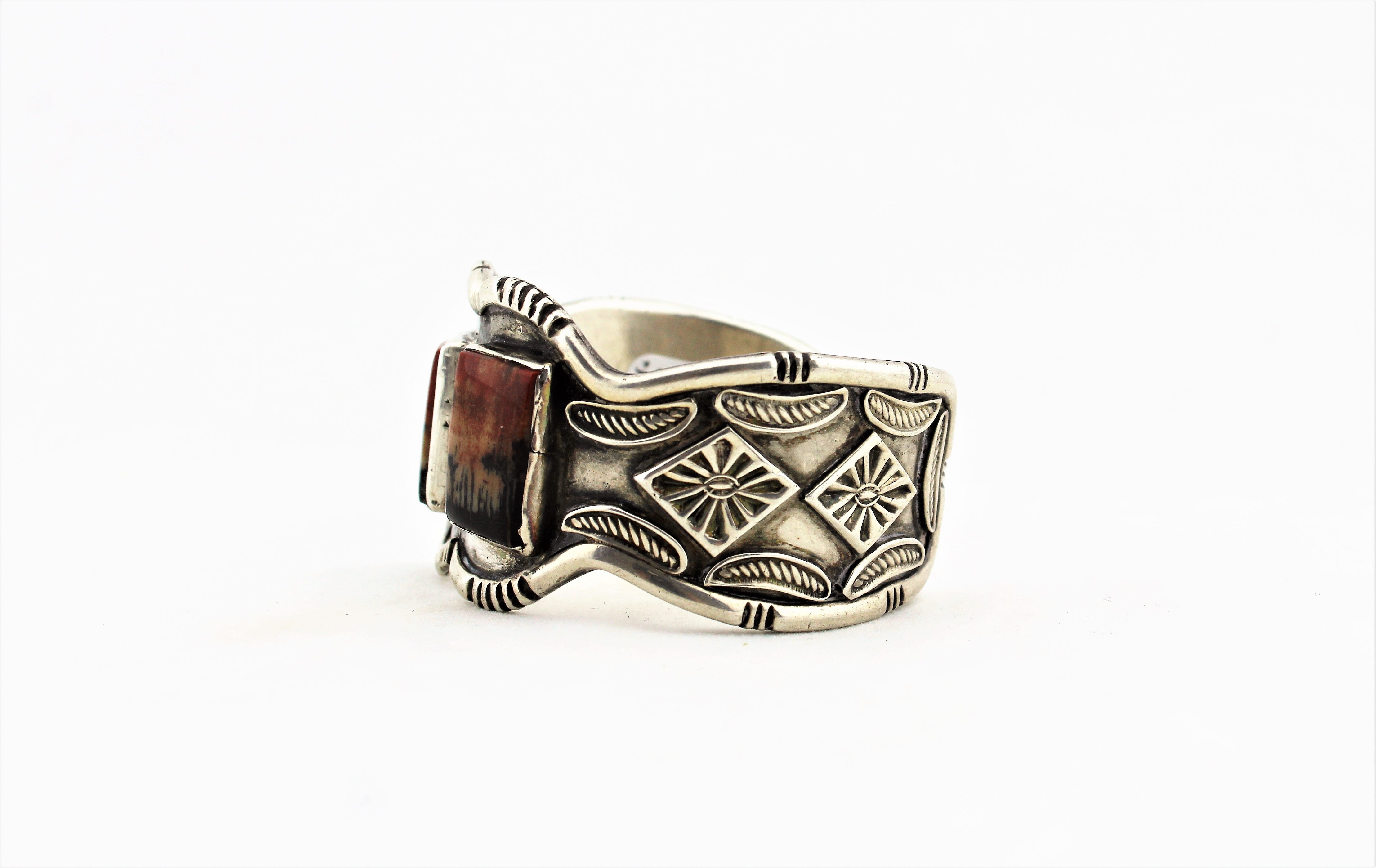Sterling Silver and Petrified Wood Cuff