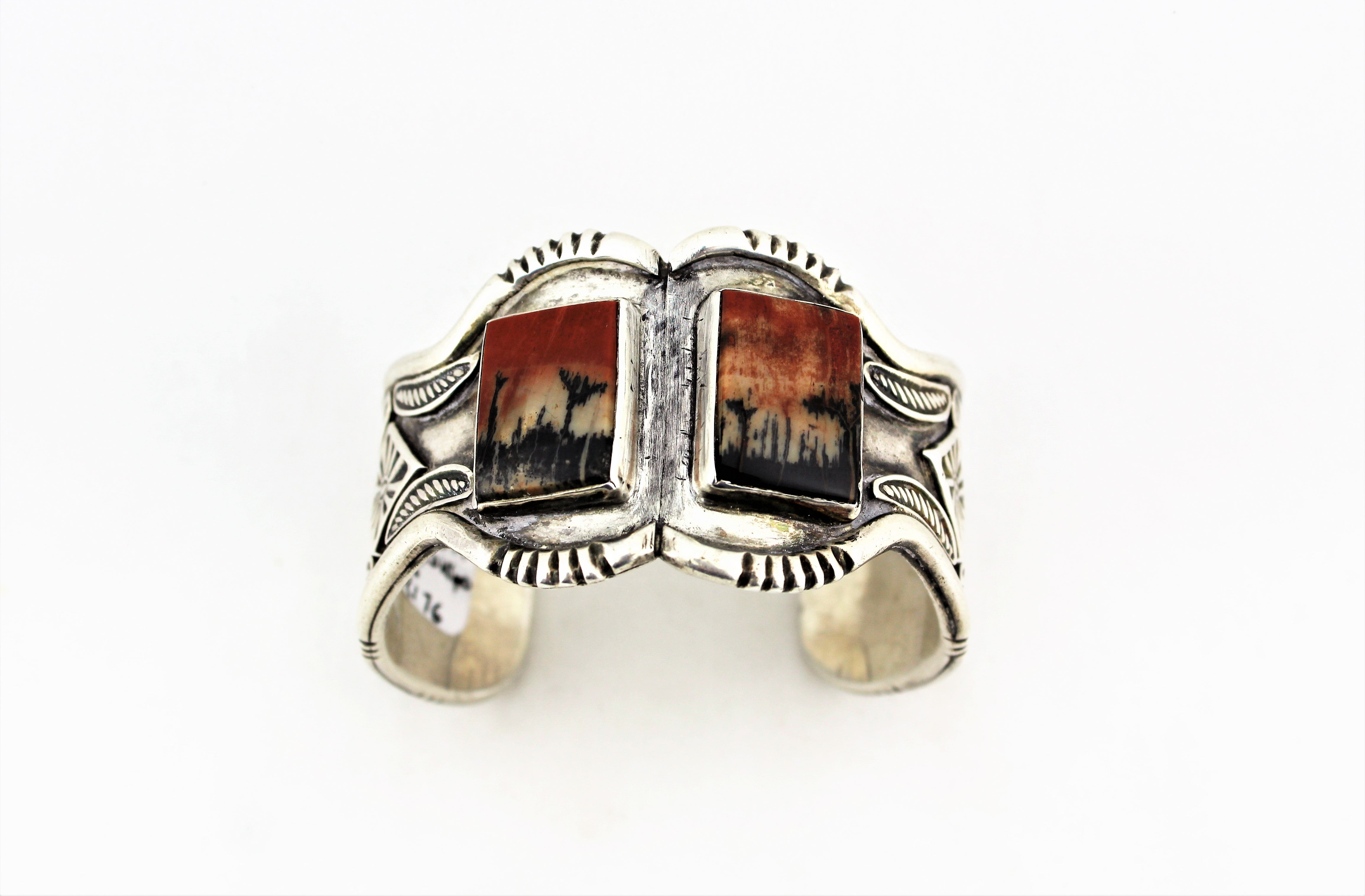 Sterling Silver and Petrified Wood Cuff