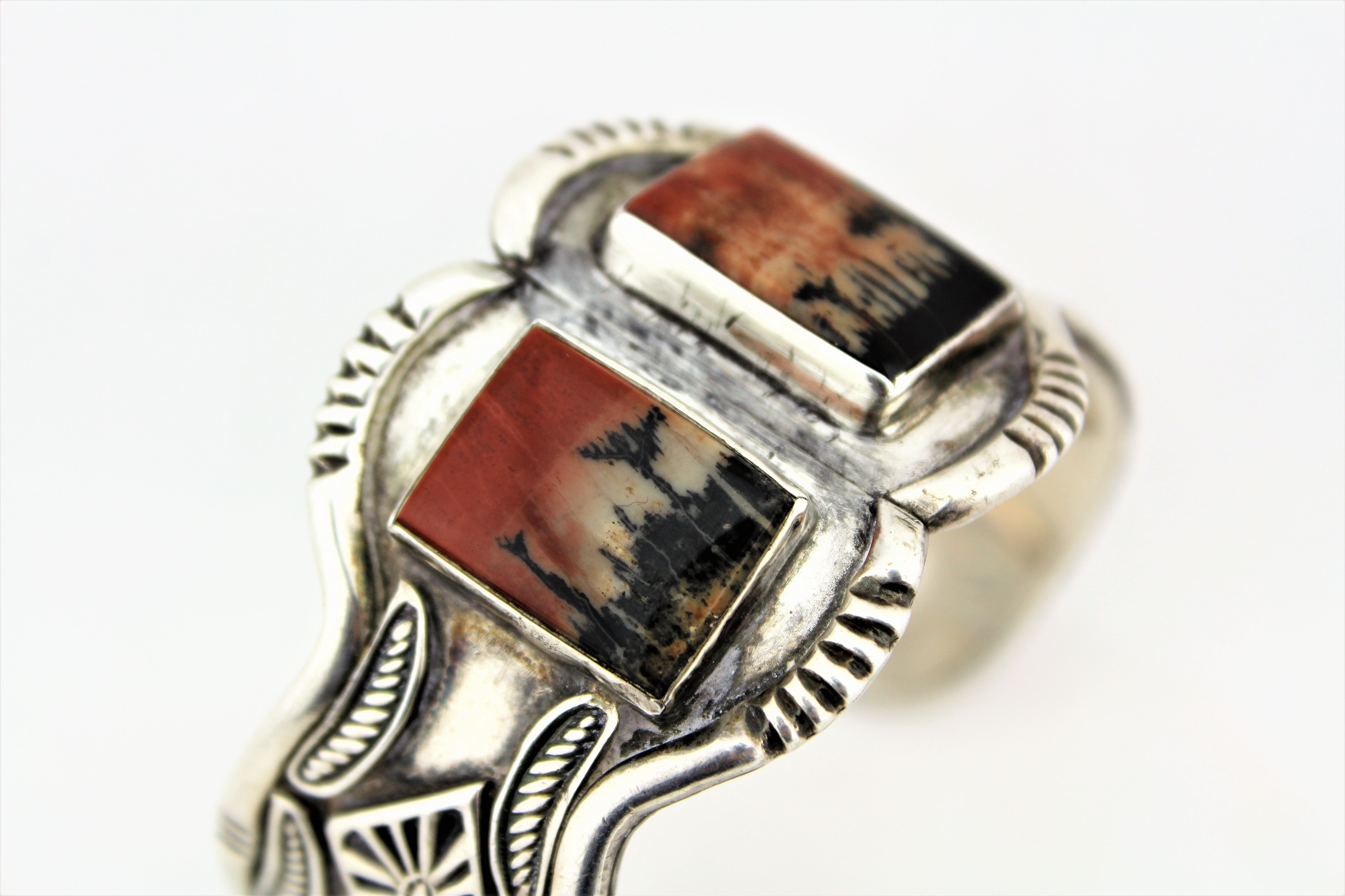 Sterling Silver and Petrified Wood Cuff