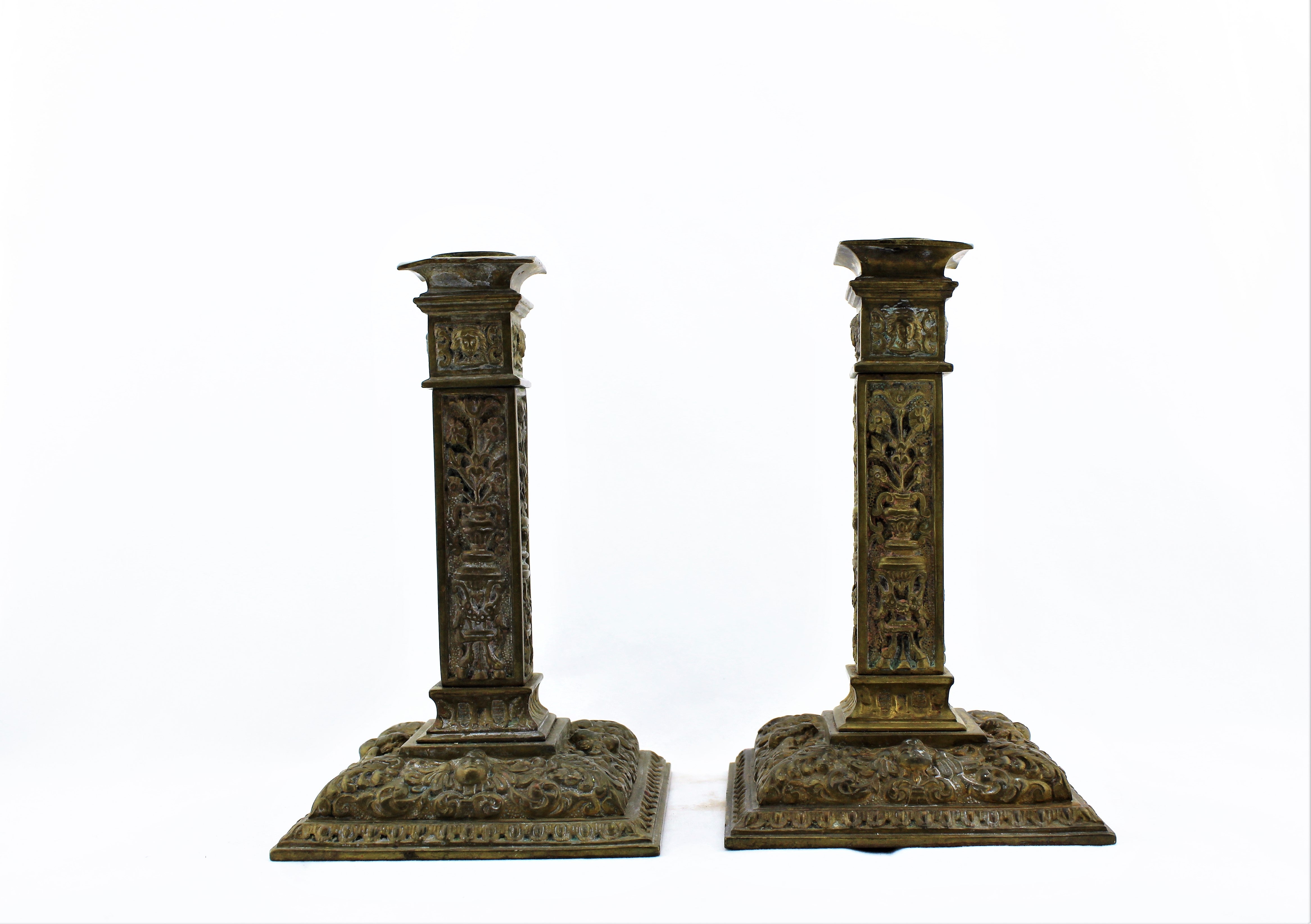Ornate Cherub Brass Candlesticks