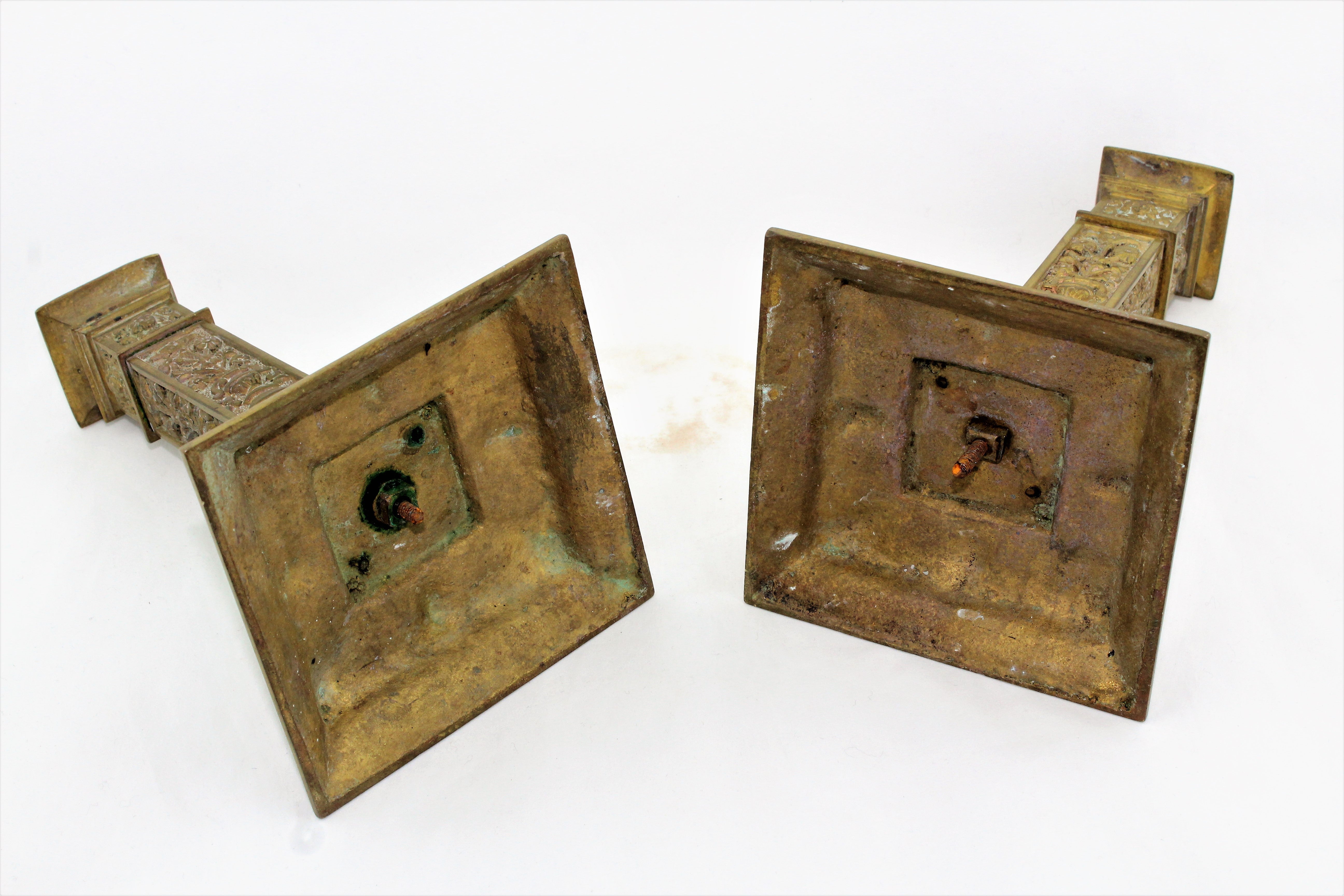 Ornate Cherub Brass Candlesticks