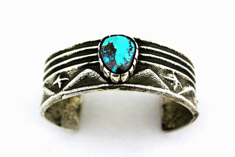 Tufa Cast Sterling Silver Turquoise Bracelet