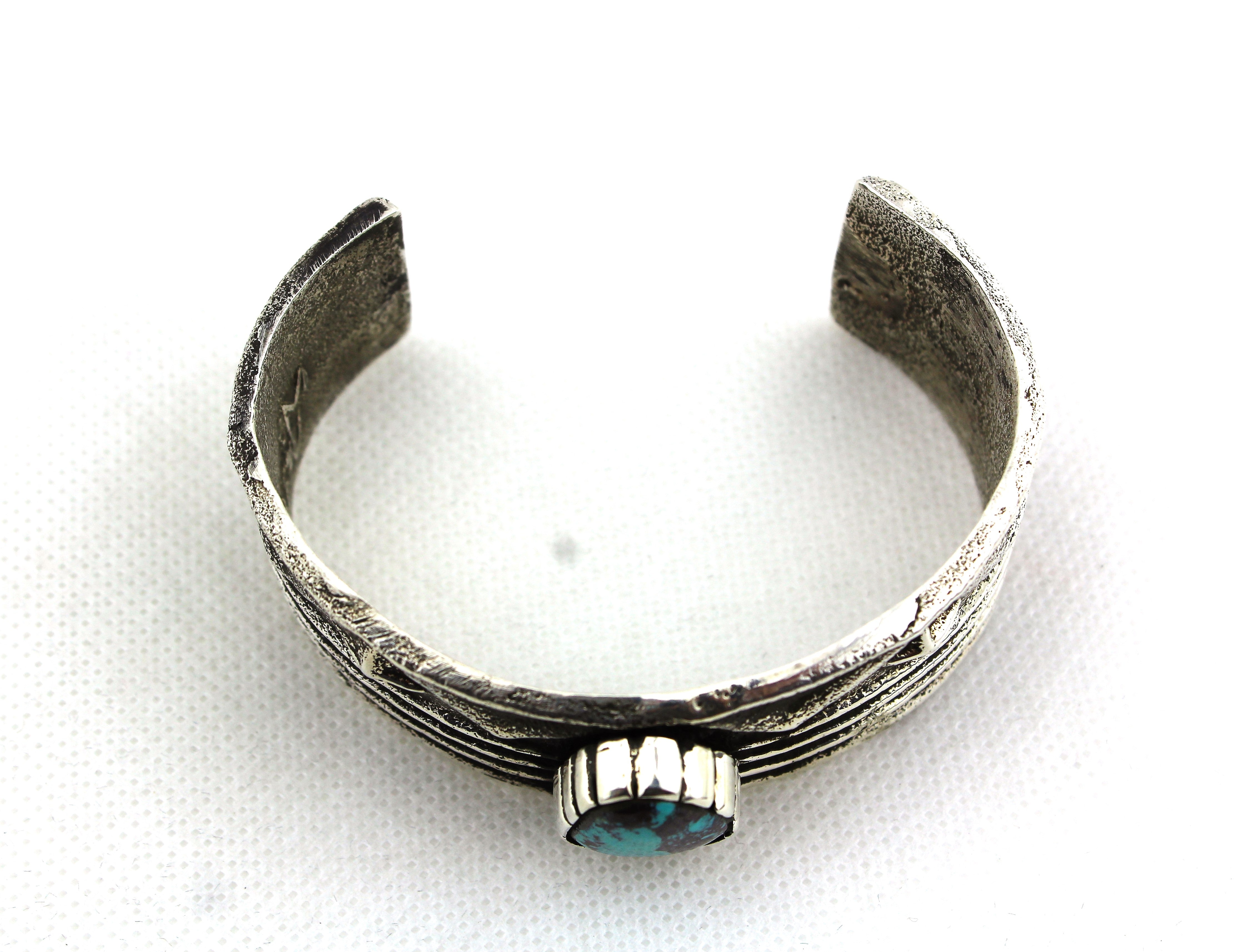 Tufa Cast Sterling Silver Turquoise Bracelet