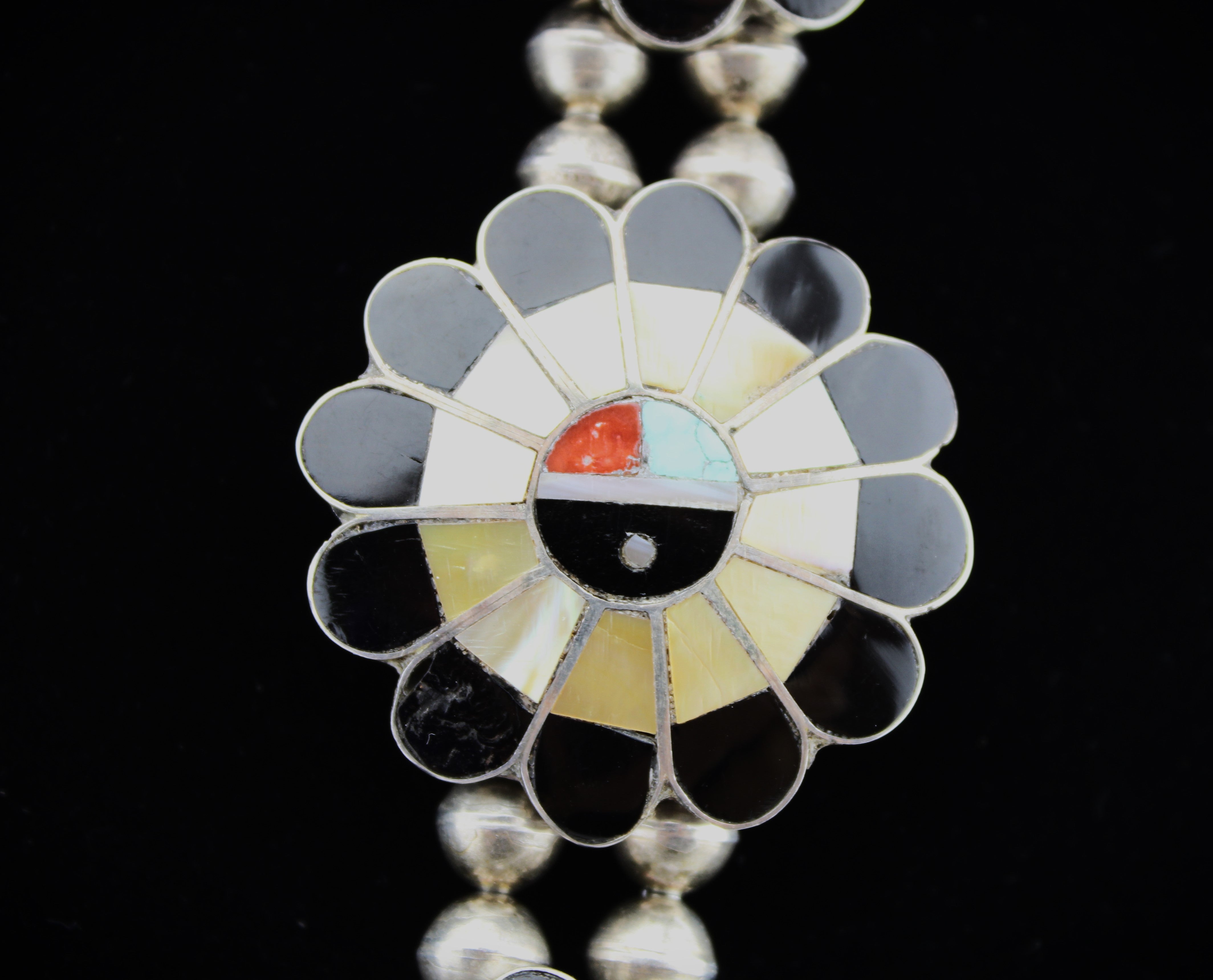 Vintage Zuni Sunface Squash Blossom Necklace