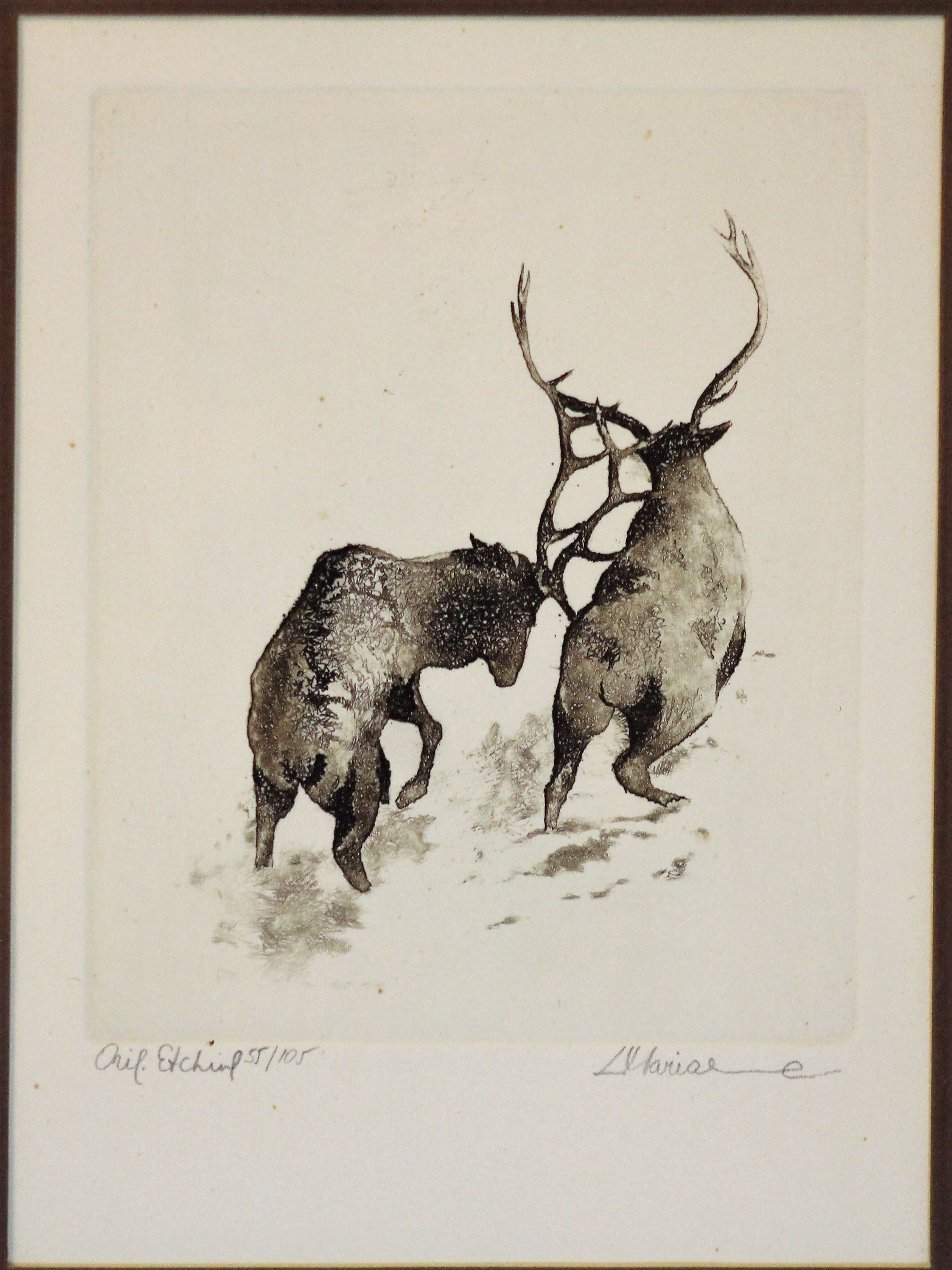 Limited Edition Etching of Elks