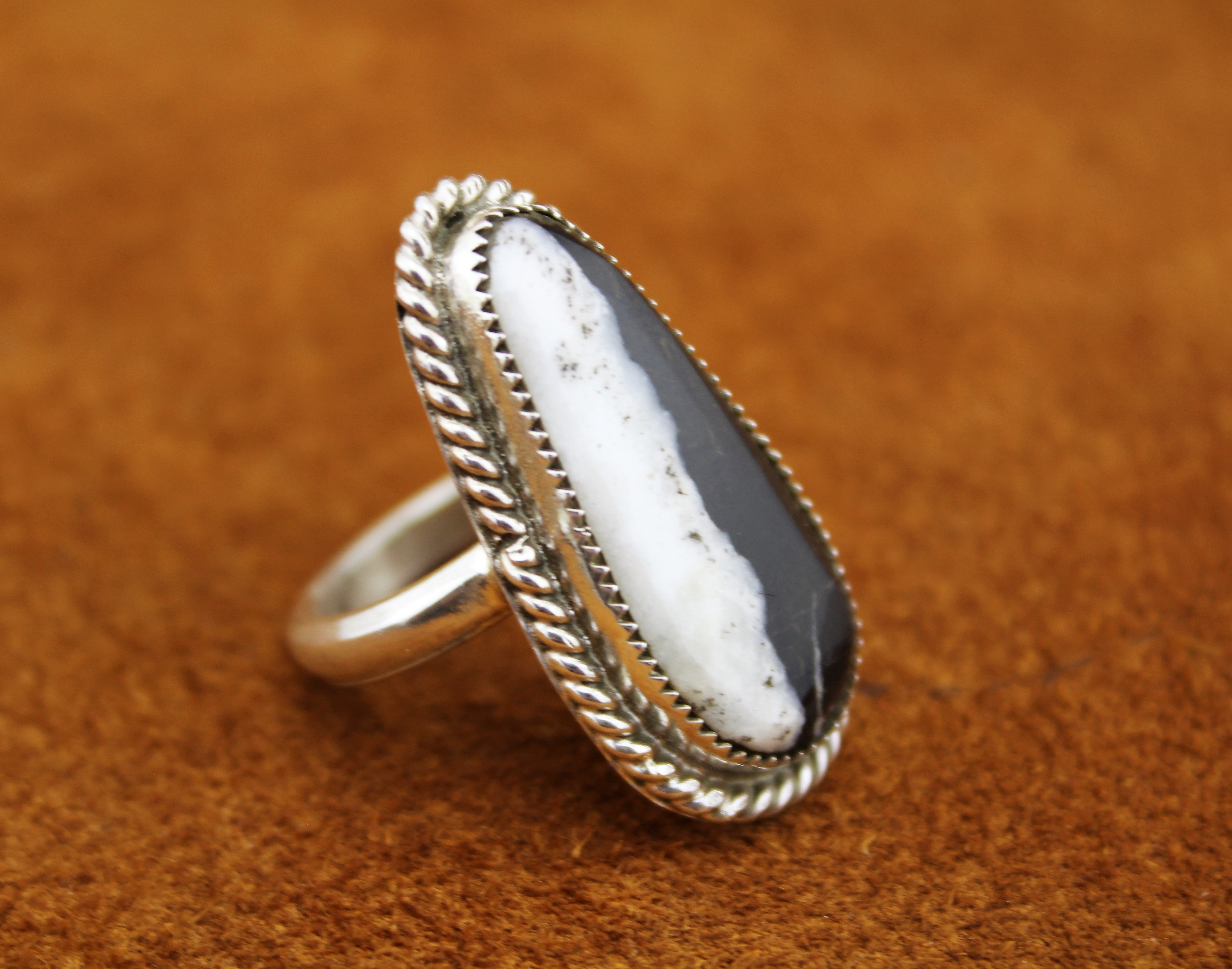 Merlin James sterling White Buffalo Ring