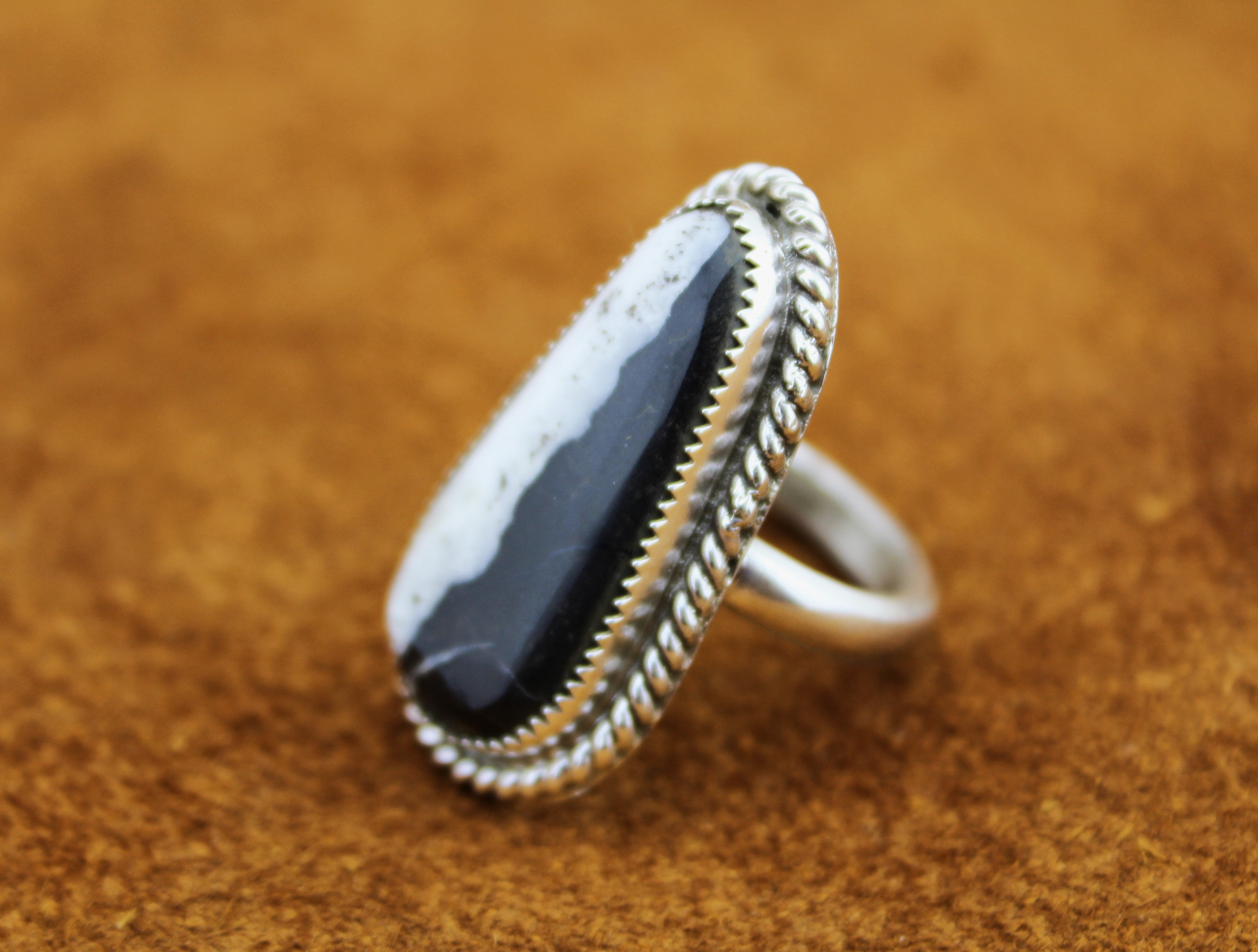 Merlin James sterling White Buffalo Ring