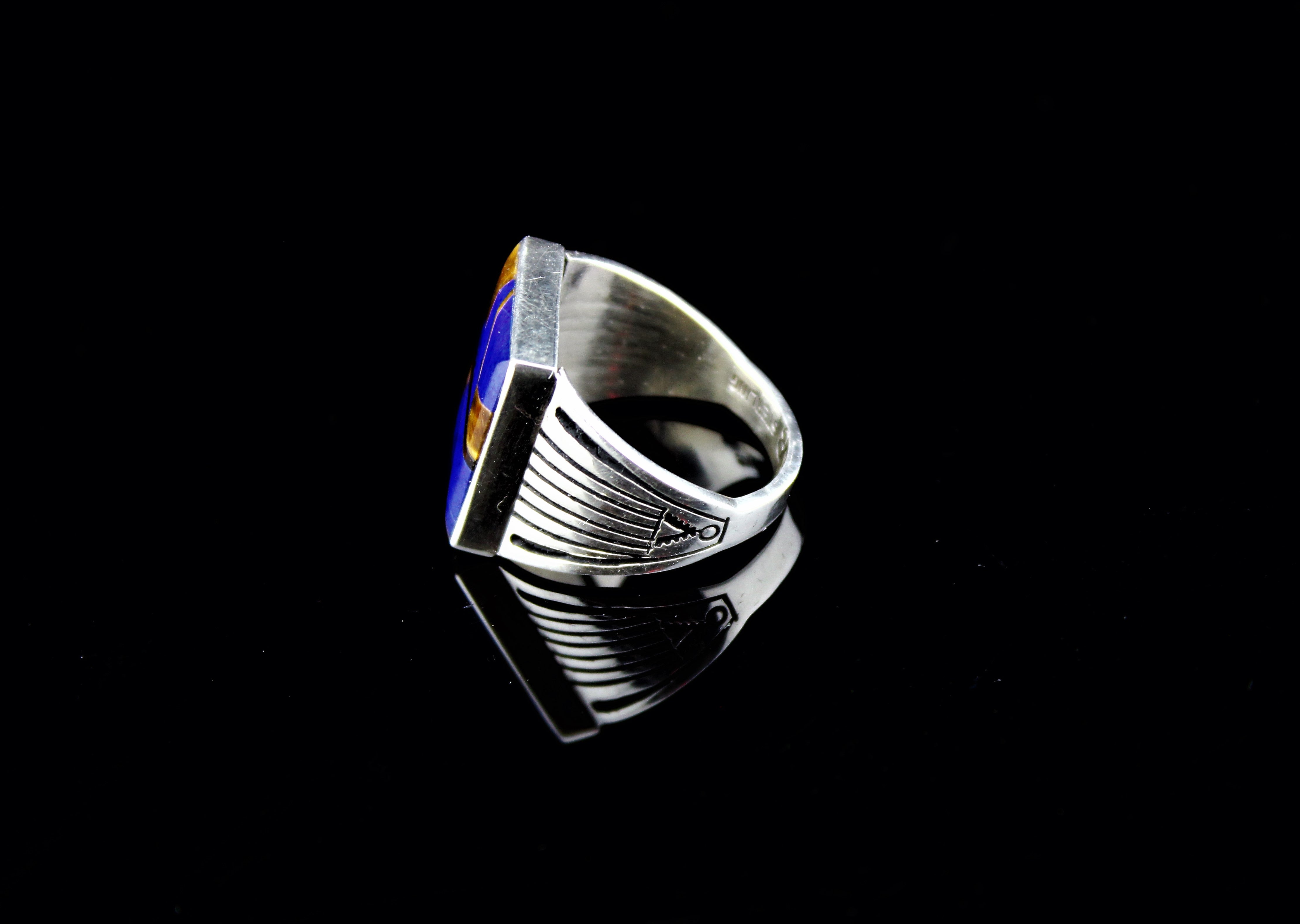 Abraham Begay Man's Sterling Lapis Ring