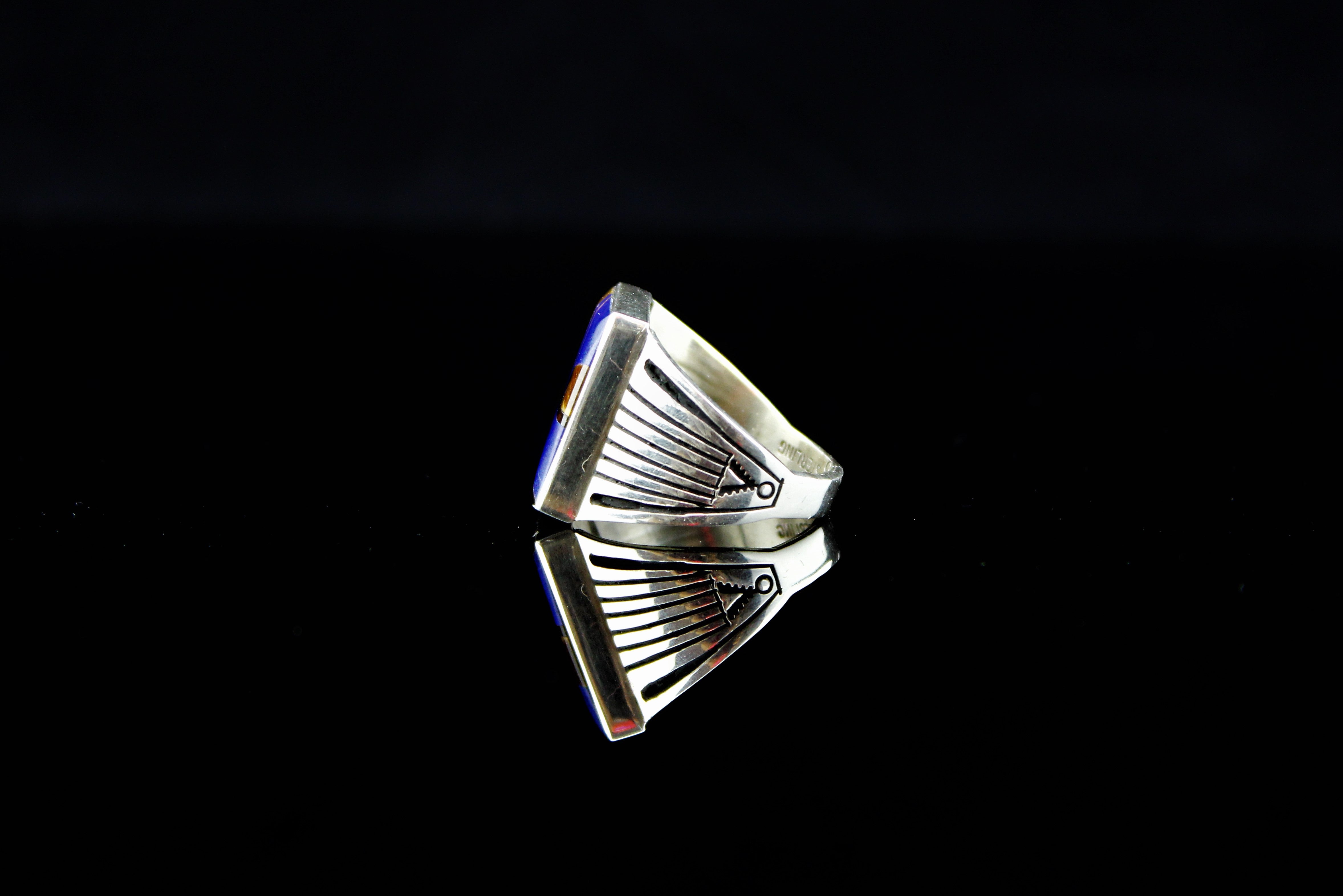Abraham Begay Man's Sterling Lapis Ring