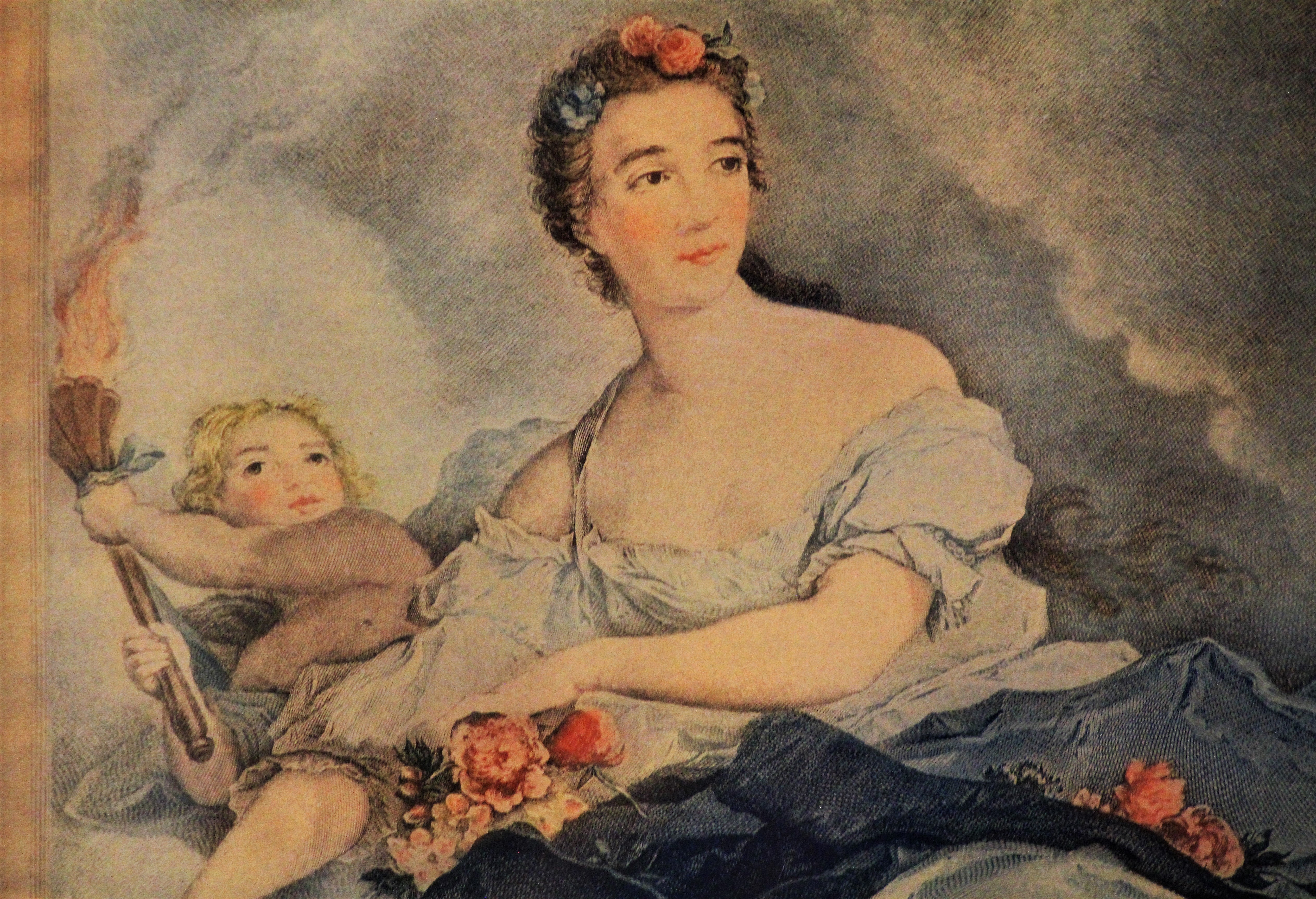 1756 Hand-Colored French Copper Engraving of Mme. Vintimille