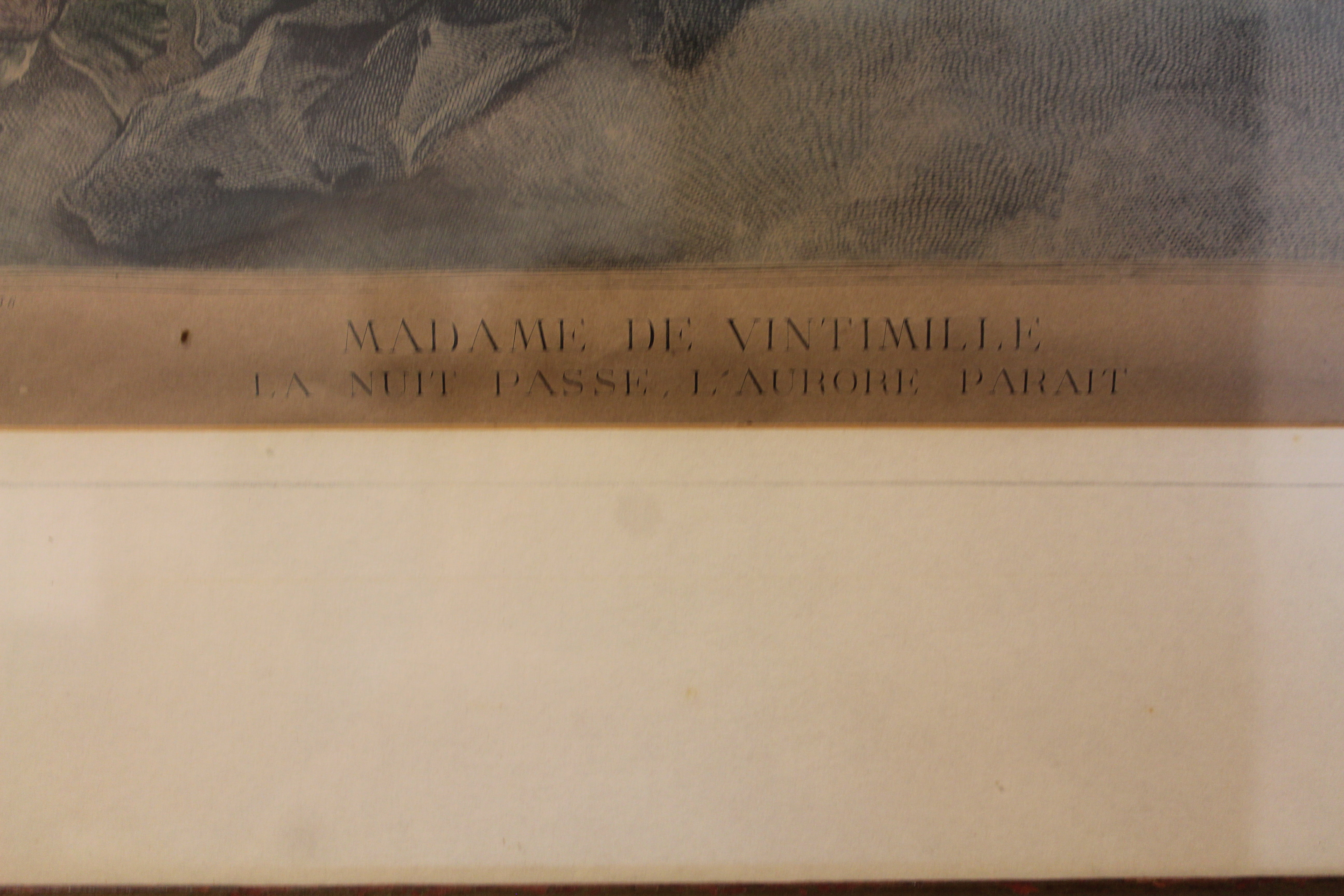 1756 Hand-Colored French Copper Engraving of Mme. Vintimille