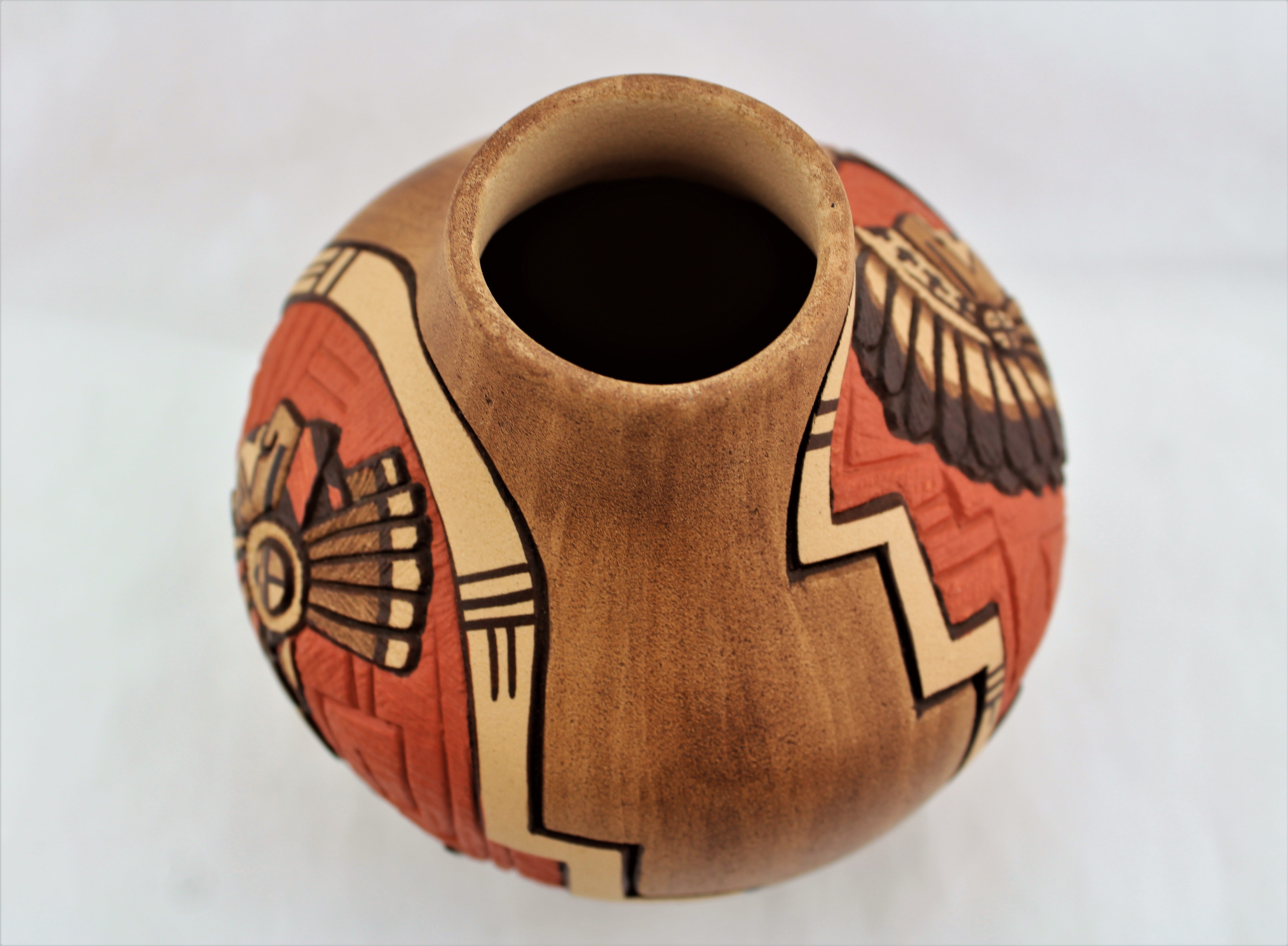 Marty Naha and Elvira Nampeyo Carved Redware Pottery