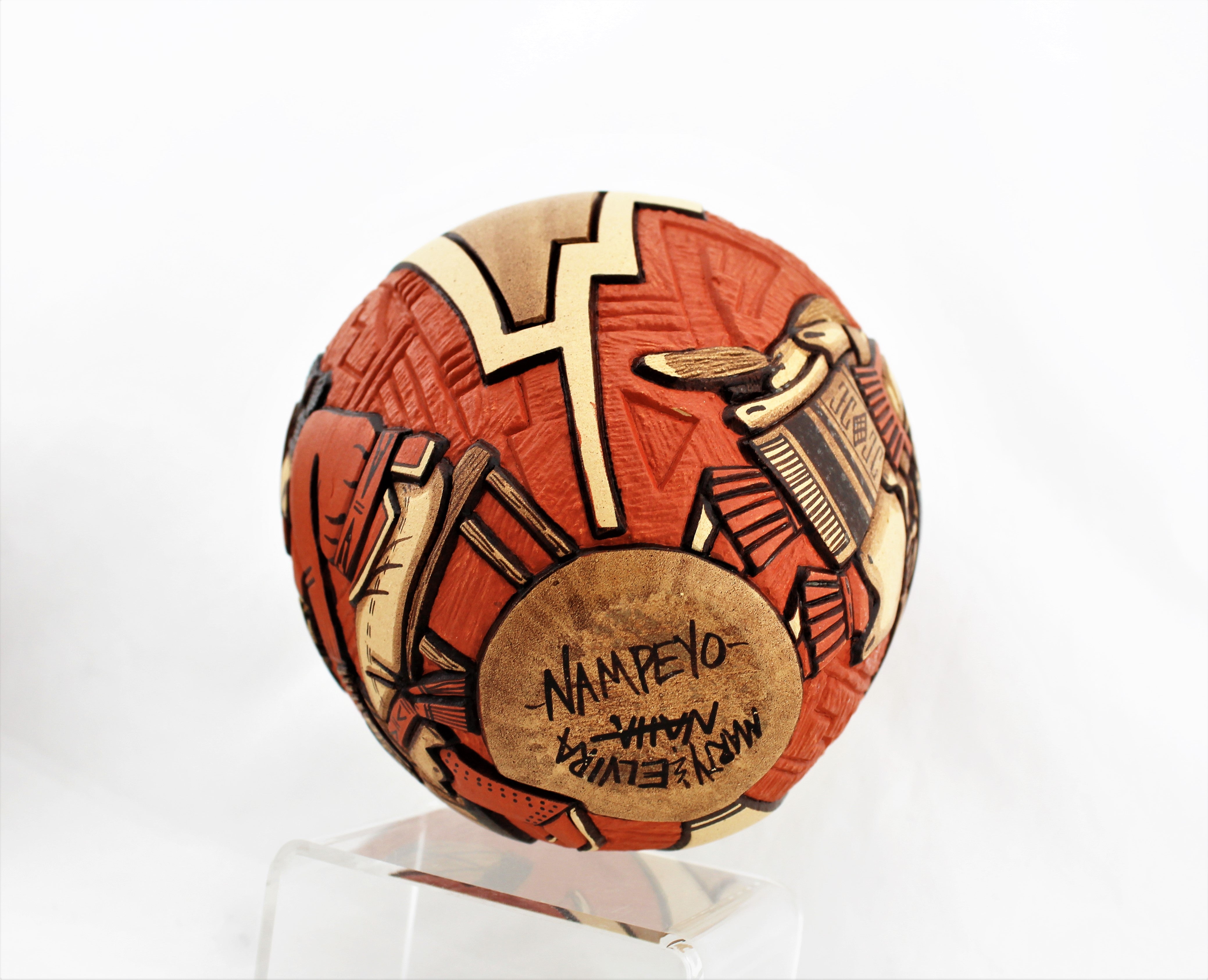Marty Naha and Elvira Nampeyo Carved Redware Pottery