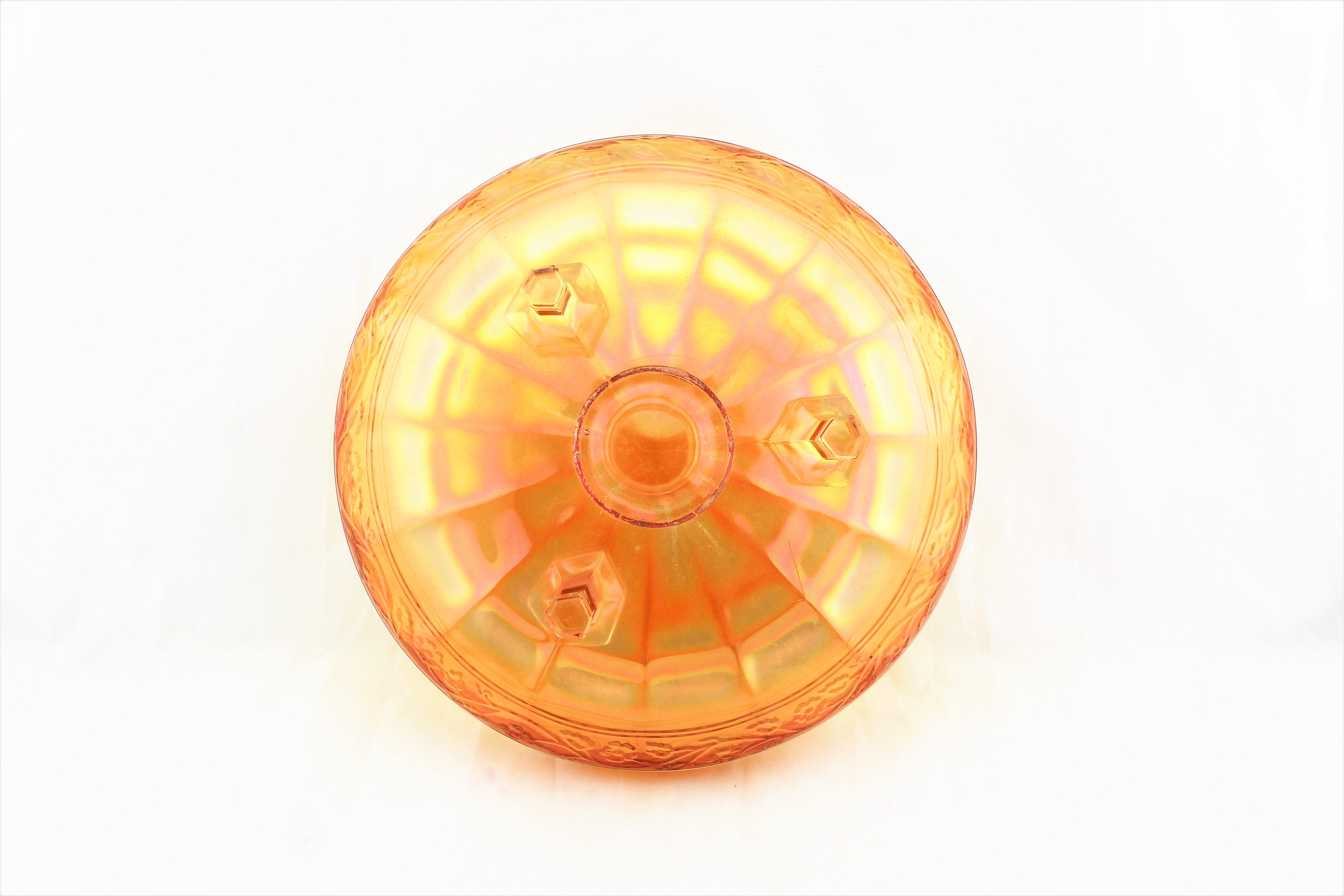 Carnival Glass Footed Shallow Bowl