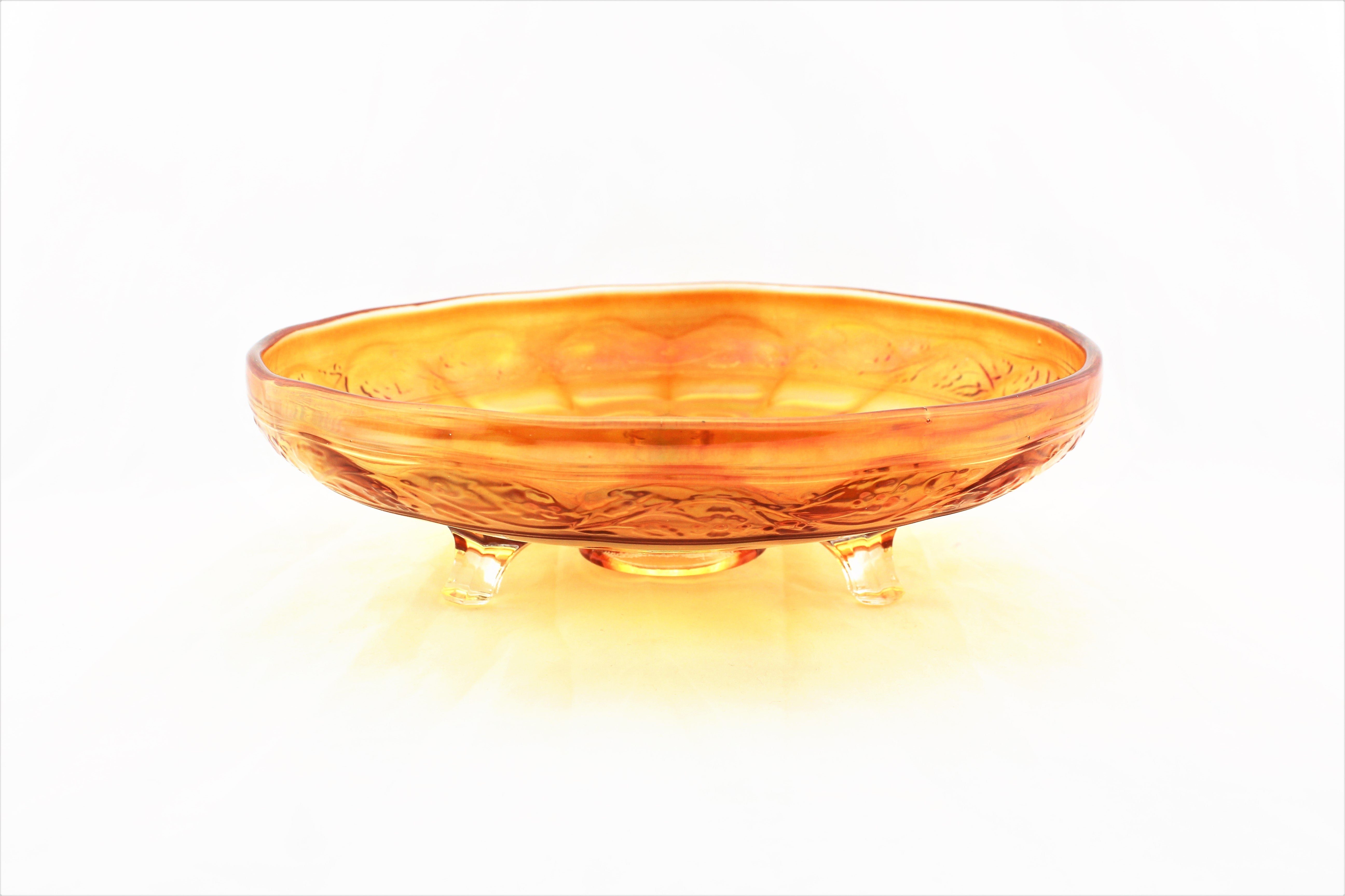 Carnival Glass Footed Shallow Bowl