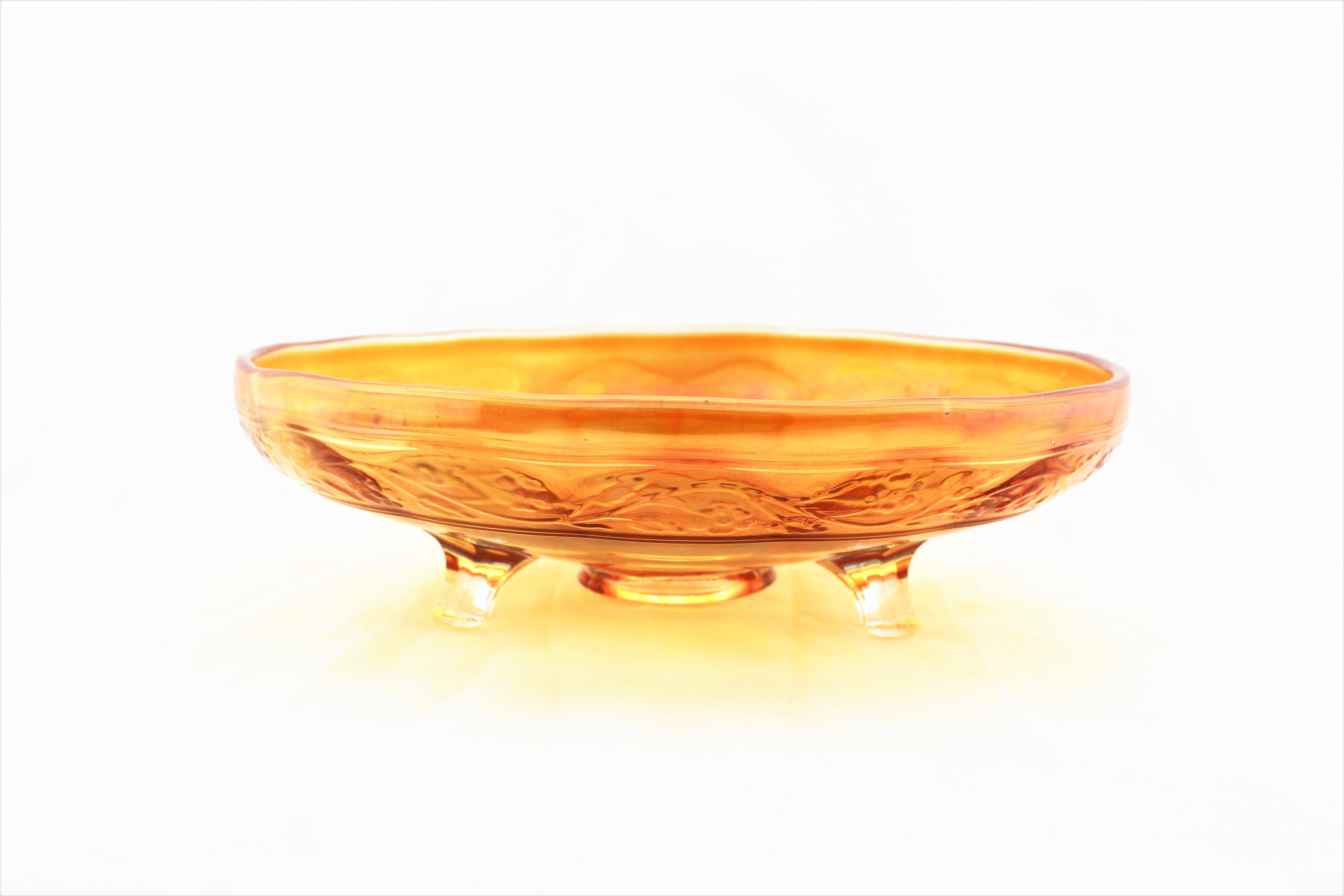 Carnival Glass Footed Shallow Bowl