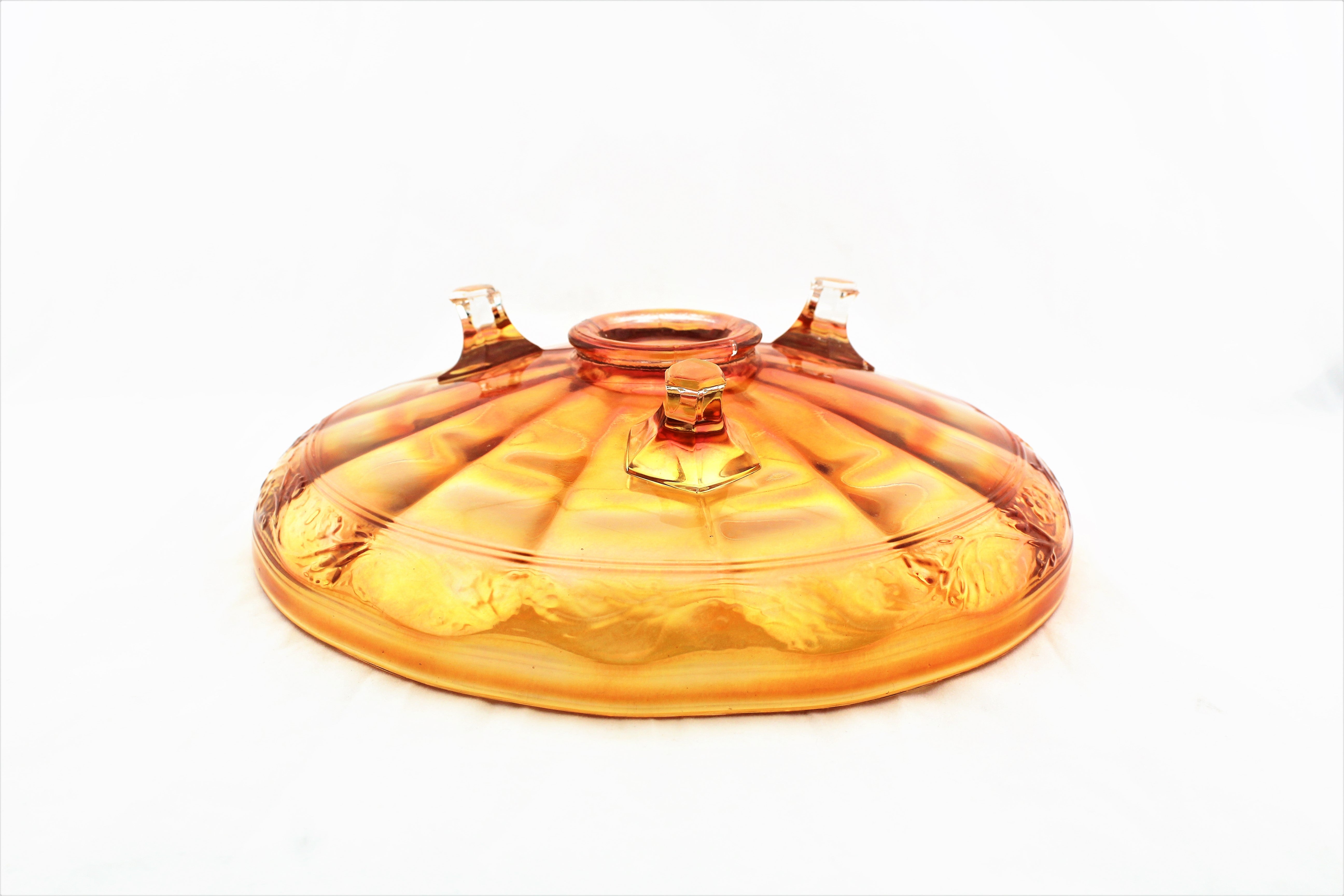 Carnival Glass Footed Shallow Bowl