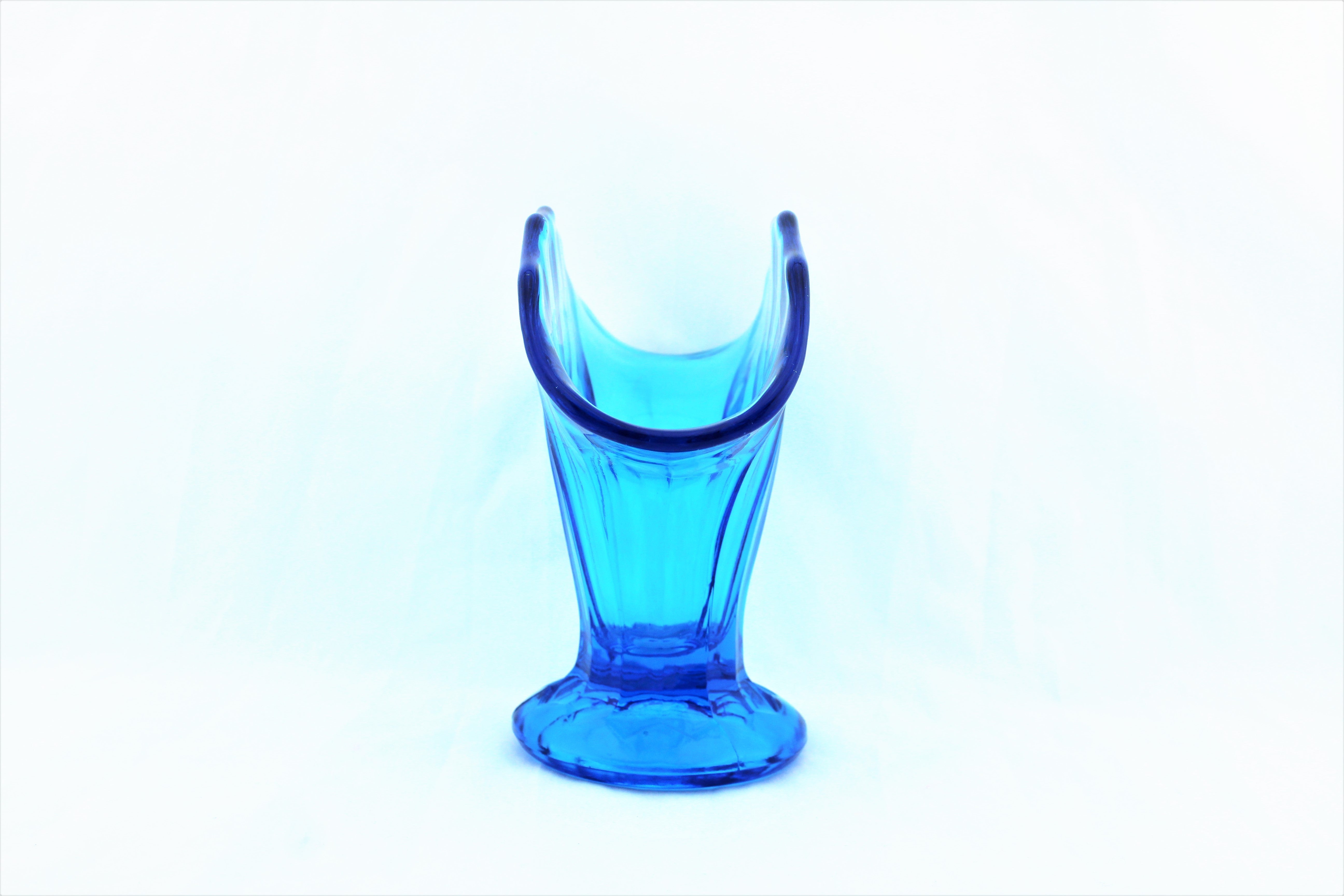 Vintage Ice Blue Fan Shaped Vase
