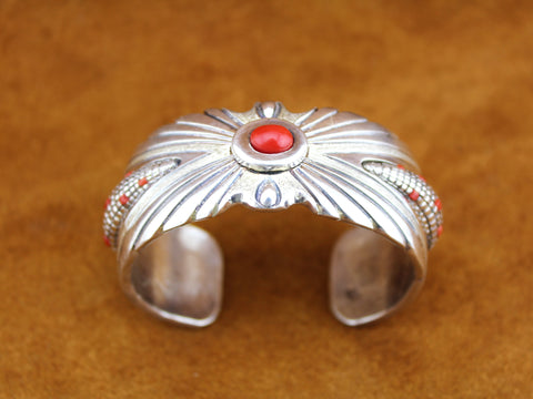 Sterling Silver and Coral Bracelet